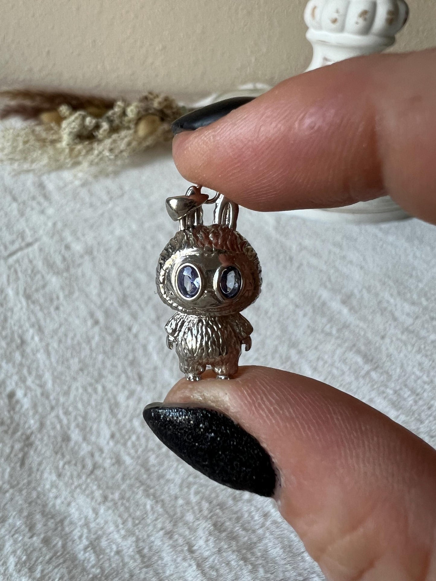 Tansanit,Citrin,Granat,Mondstein Labubsi Kettenanhänger 925 Silber