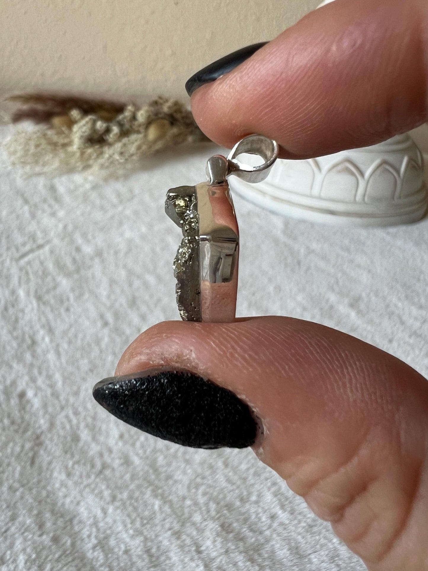 Pyrit Kettenanhänger verschiedene Designs 925 Silber