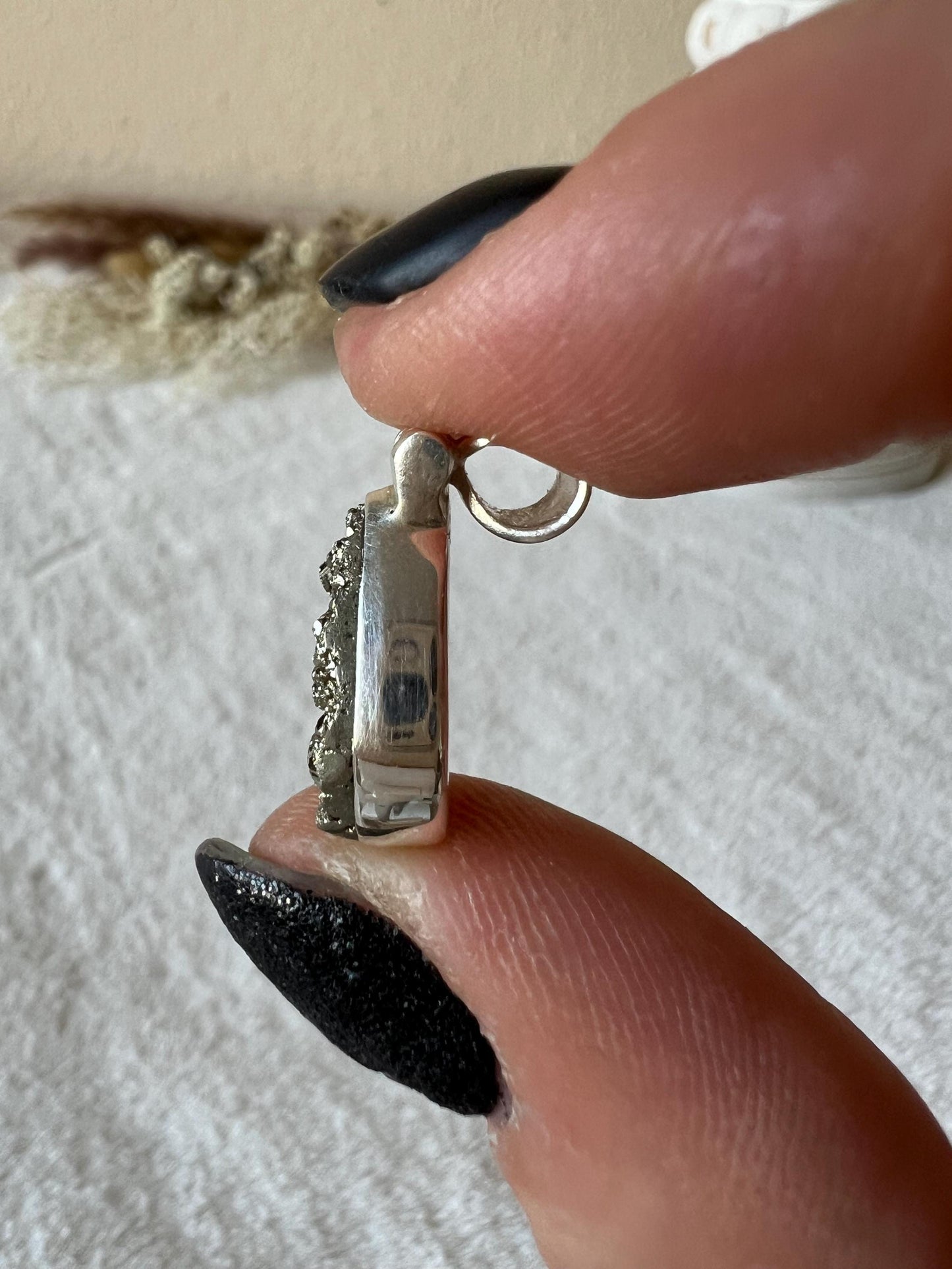 Pyrit Kettenanhänger verschiedene Designs 925 Silber