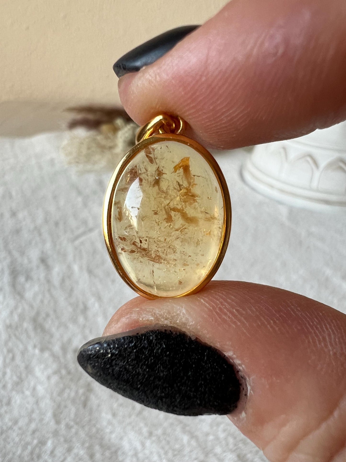 Citrin Kettenanhänger 925 Silber/18k vergoldet