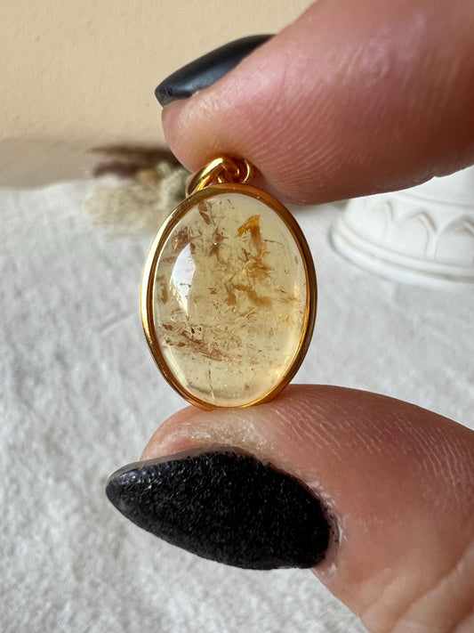 Citrin Kettenanhänger 925 Silber/18k vergoldet