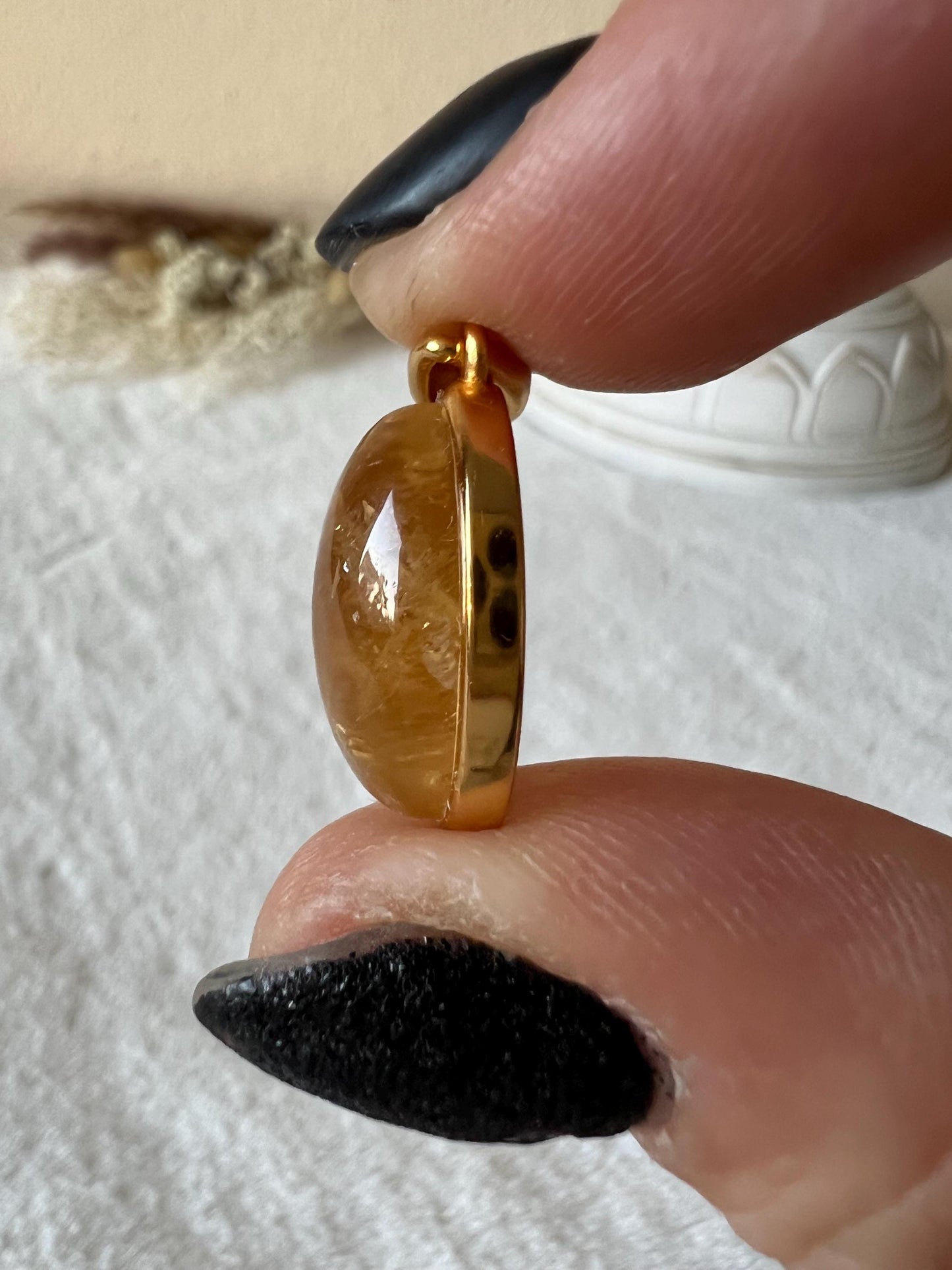 Citrin Kettenanhänger 925 Silber/18k vergoldet