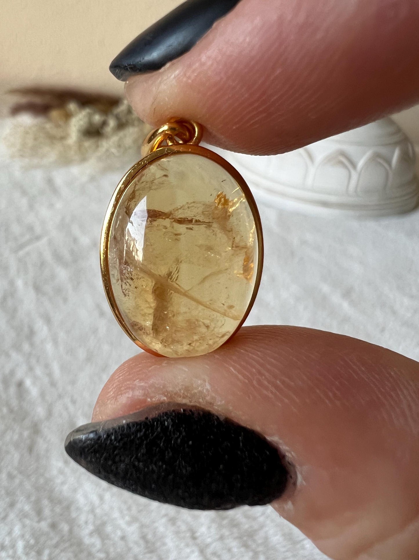 Citrin Kettenanhänger 925 Silber/18k vergoldet