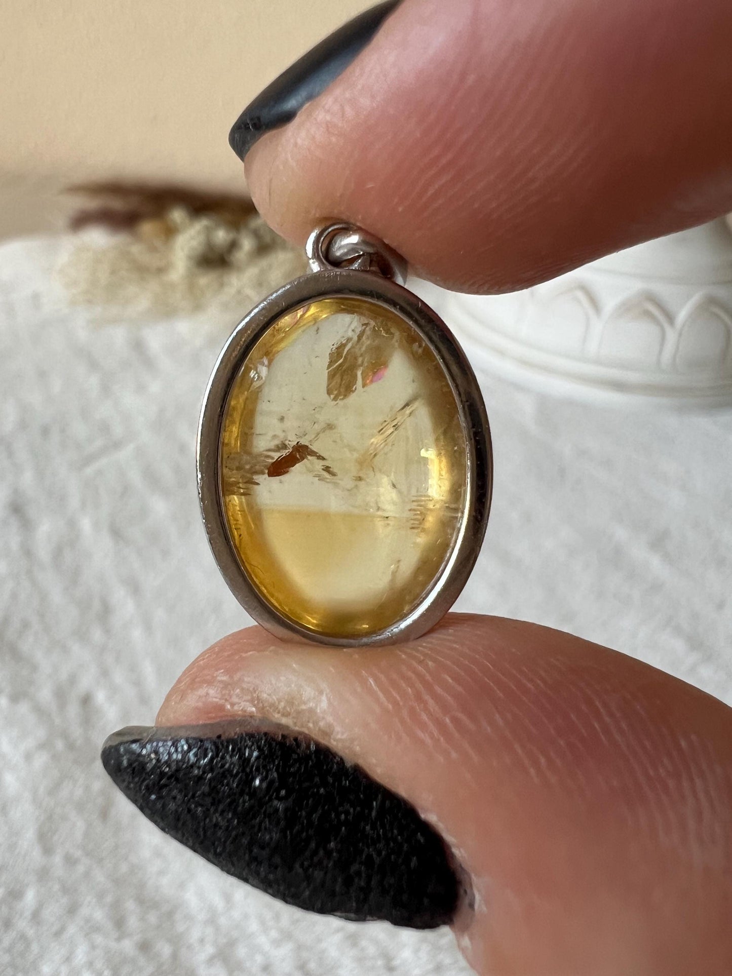 Citrin Kettenanhänger 925 Silber