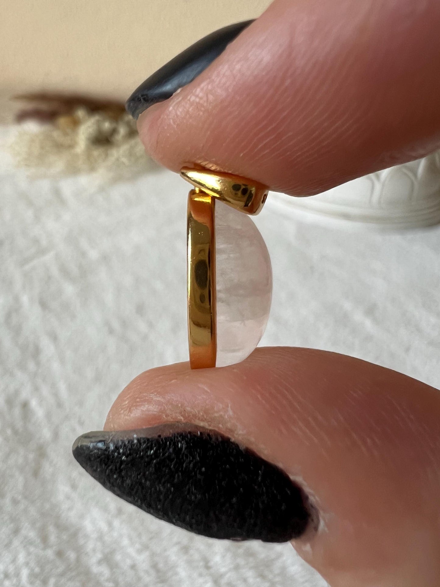 Mondstein Kettenanhänger 925 Silber/18k vergoldet oval