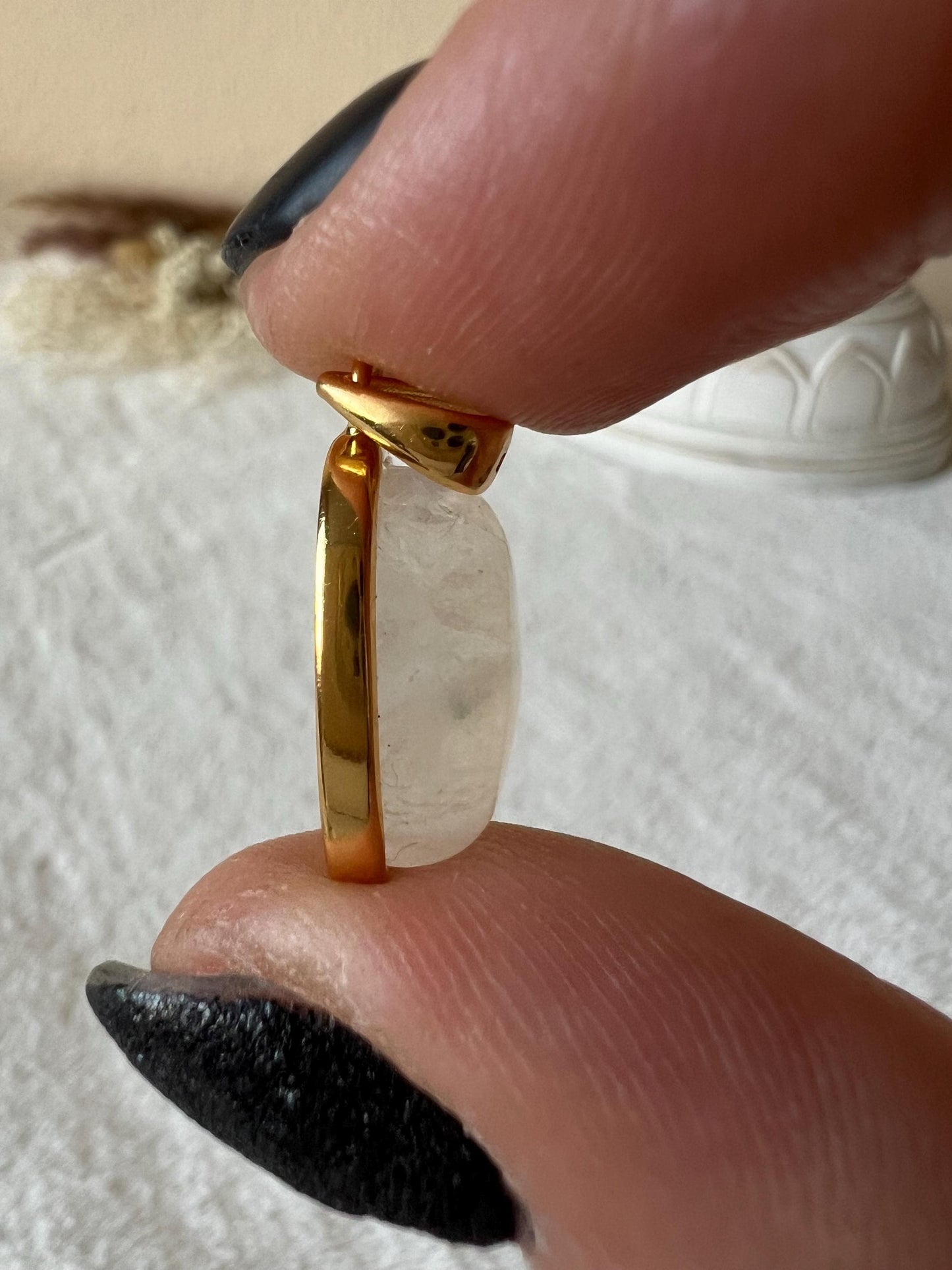 Mondstein Kettenanhänger 925 Silber/18k vergoldet oval