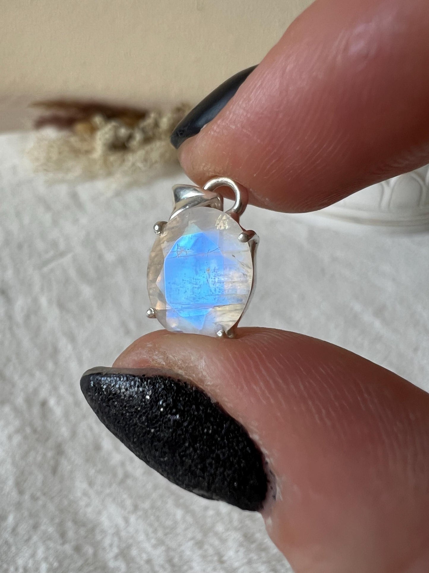 Mondstein Kettenanhänger 925 Silber klein