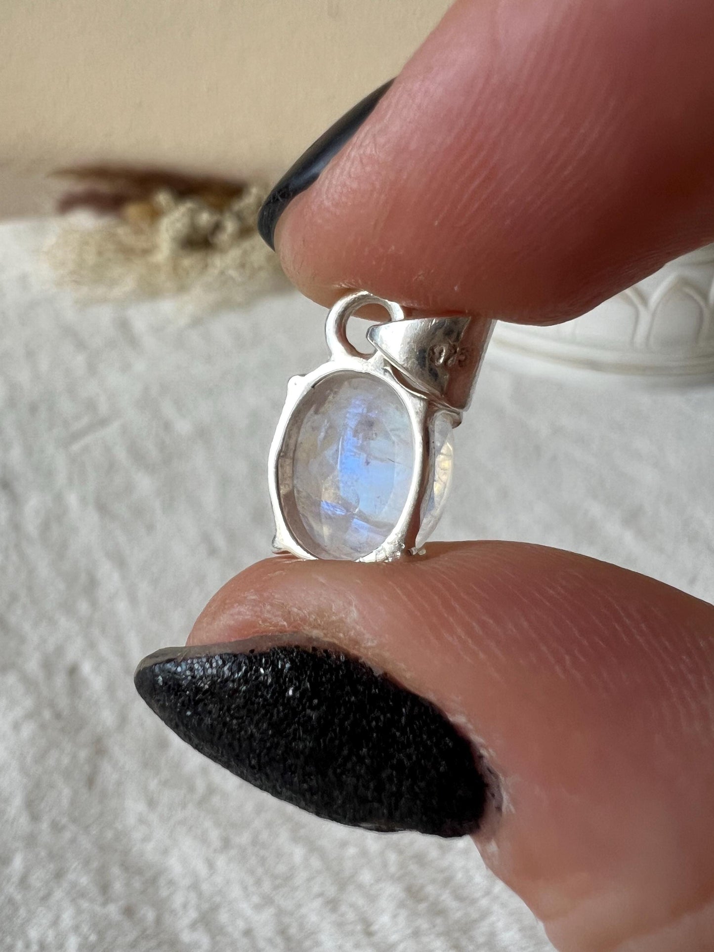 Mondstein Kettenanhänger 925 Silber klein