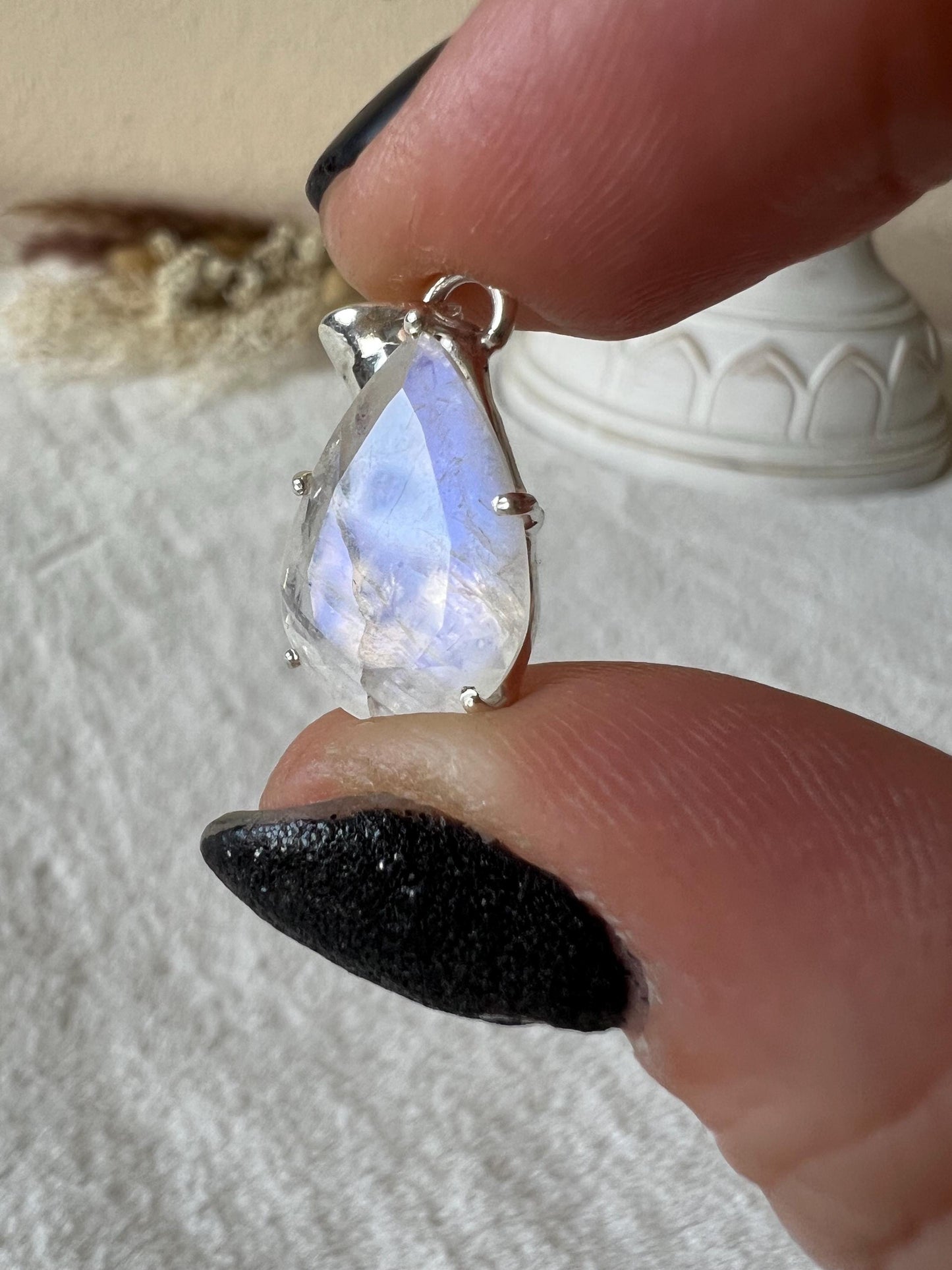 Mondstein Kettenanhänger 925 Silber klein