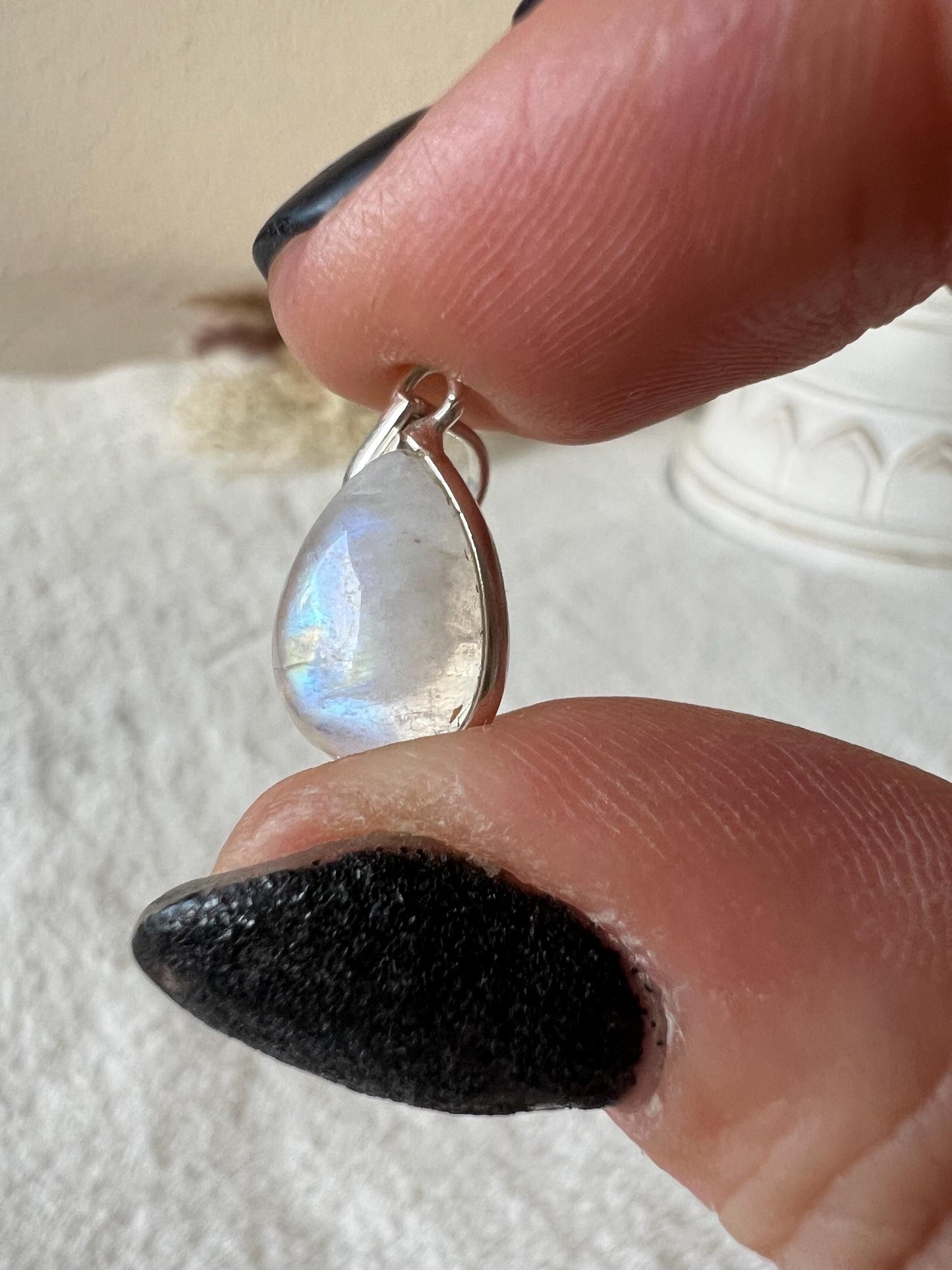 Mondstein Kettenanhänger 925 Silber oval klein