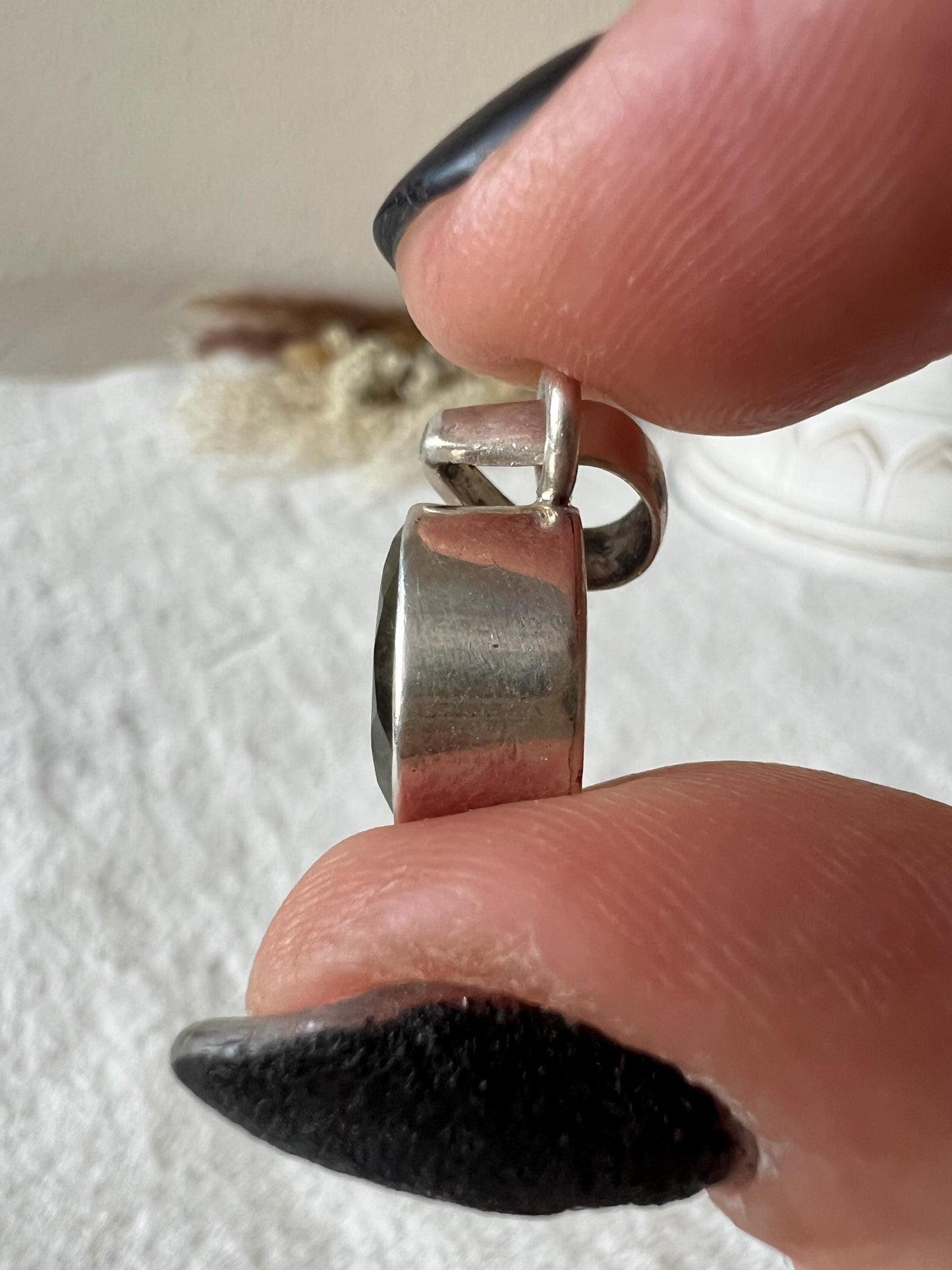 Prasiolith grüner Amethyst Kettenanhänger 925 Silber oval und eckig