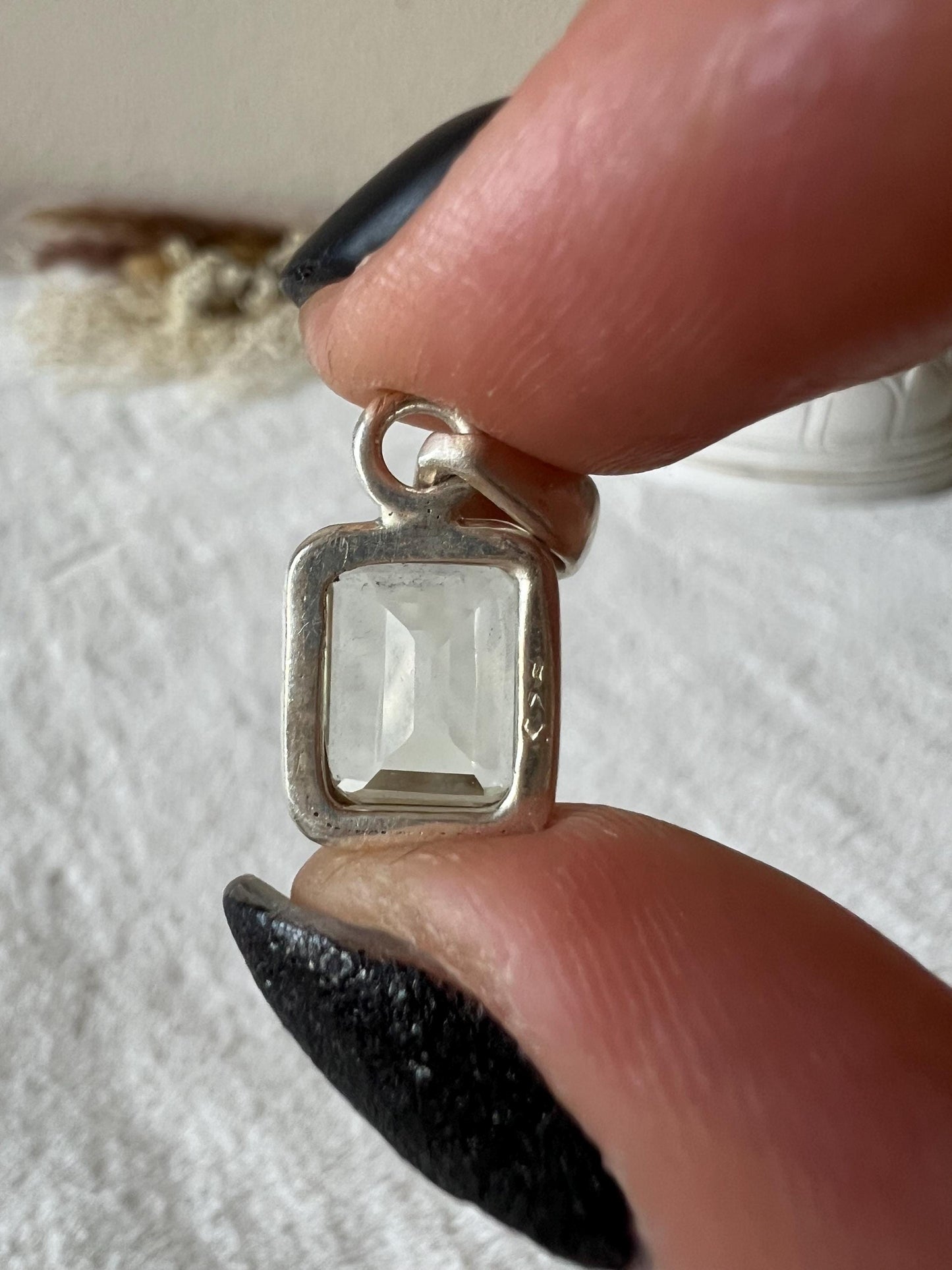 Prasiolith grüner Amethyst Kettenanhänger 925 Silber oval und eckig