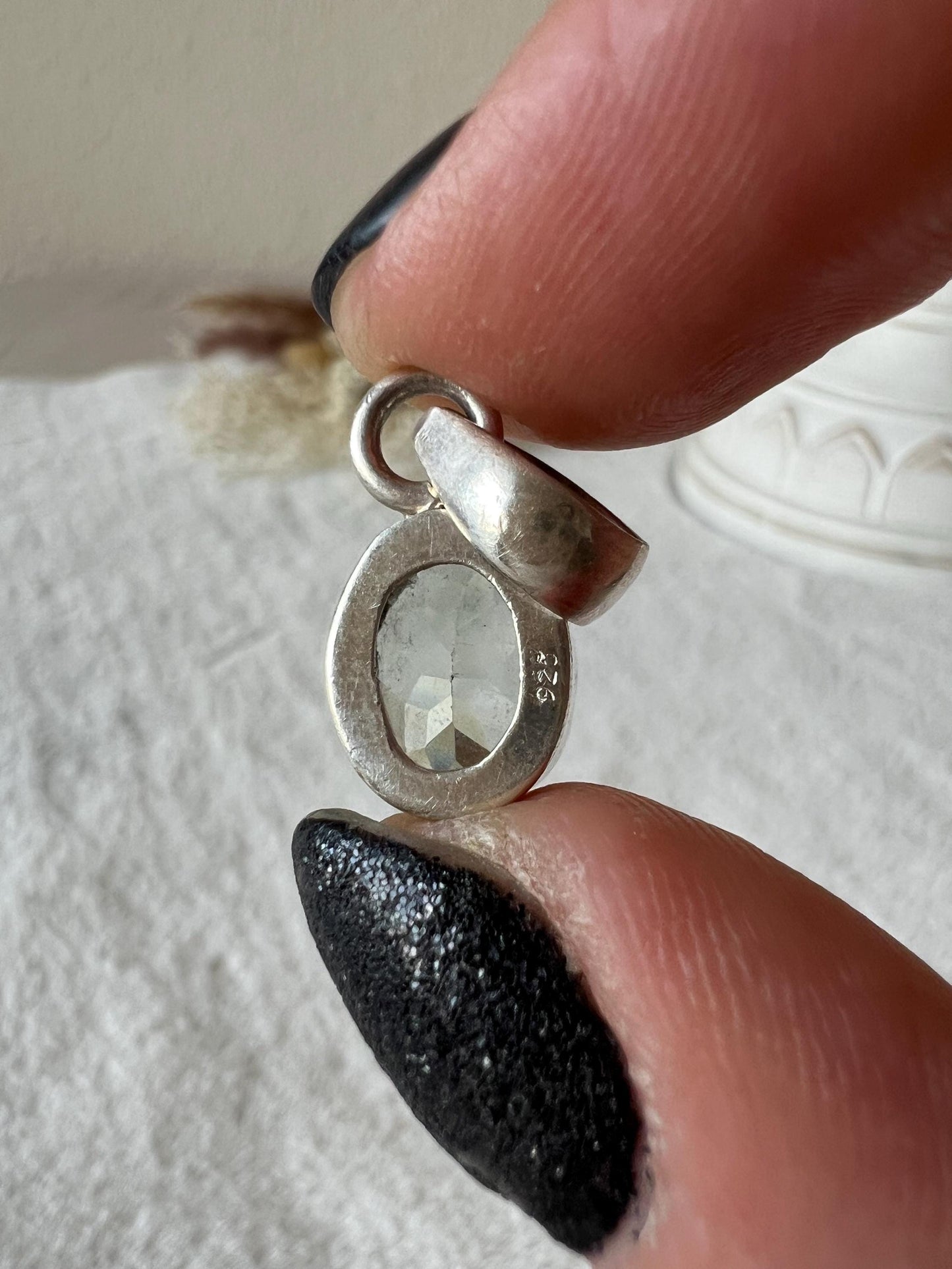 Prasiolith grüner Amethyst Kettenanhänger 925 Silber oval und eckig