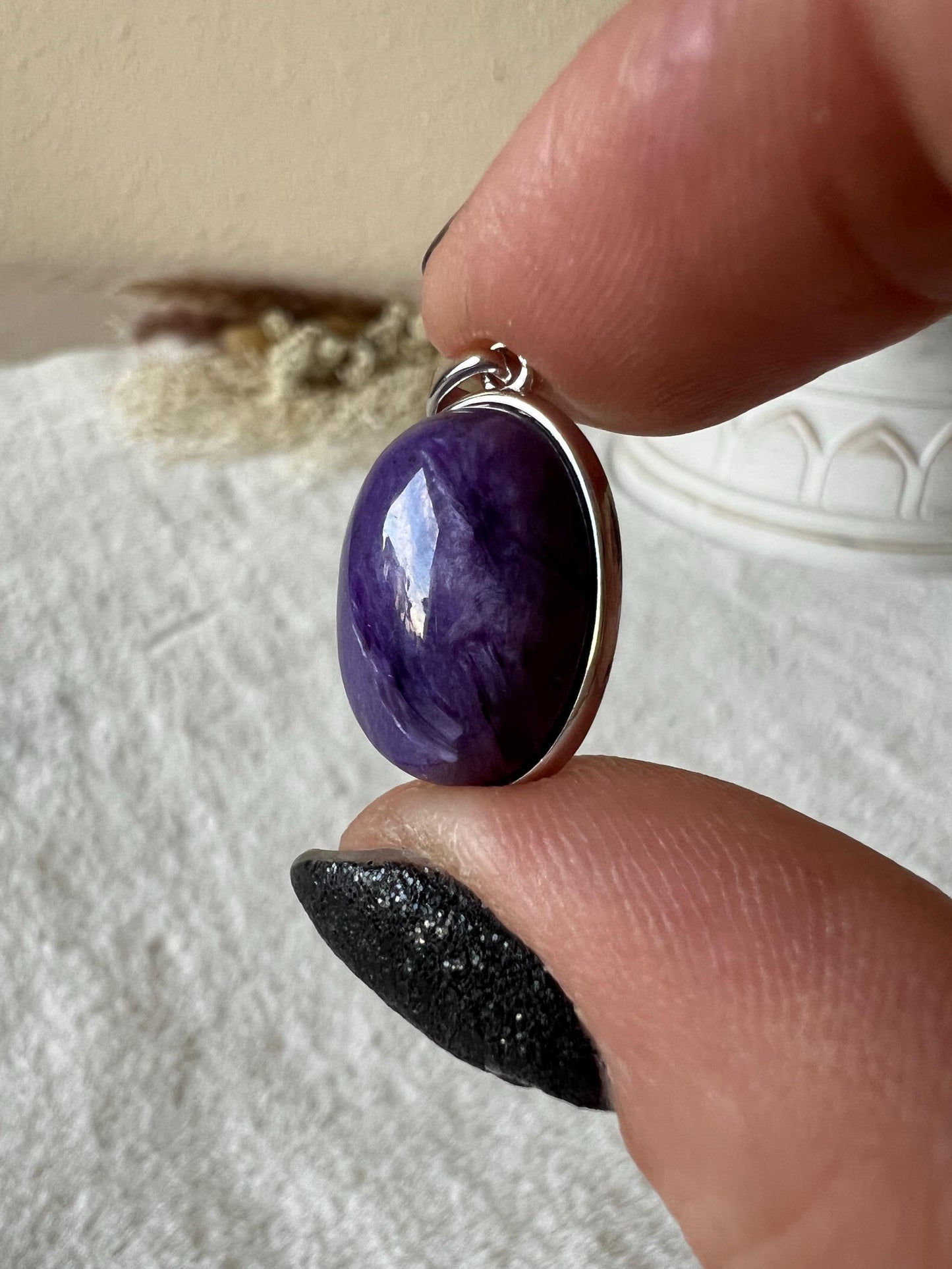 Charoit Kettenanhänger 925 Silber oval