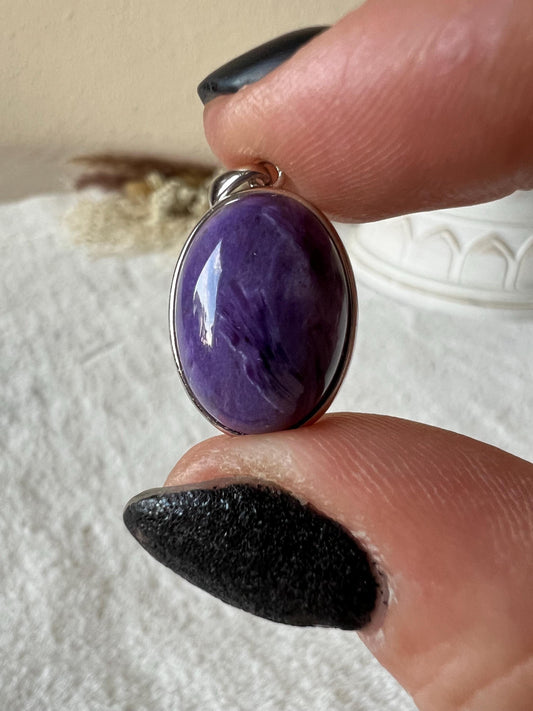 Charoit Kettenanhänger 925 Silber oval