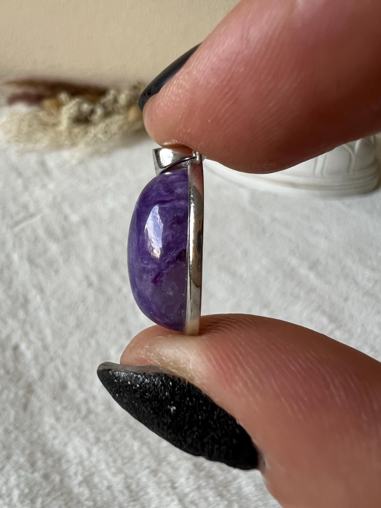 Charoit Kettenanhänger 925 Silber oval