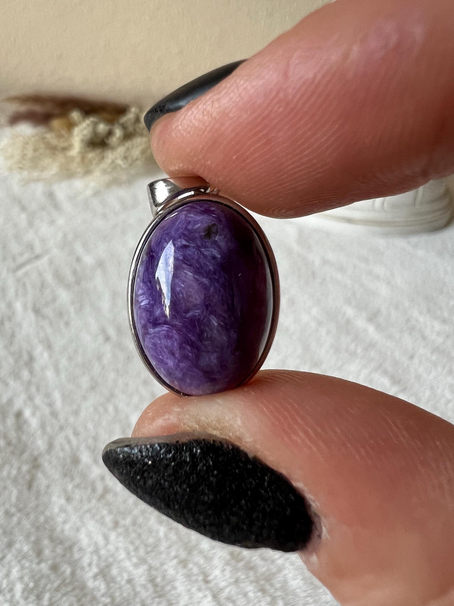 Charoit Kettenanhänger 925 Silber oval