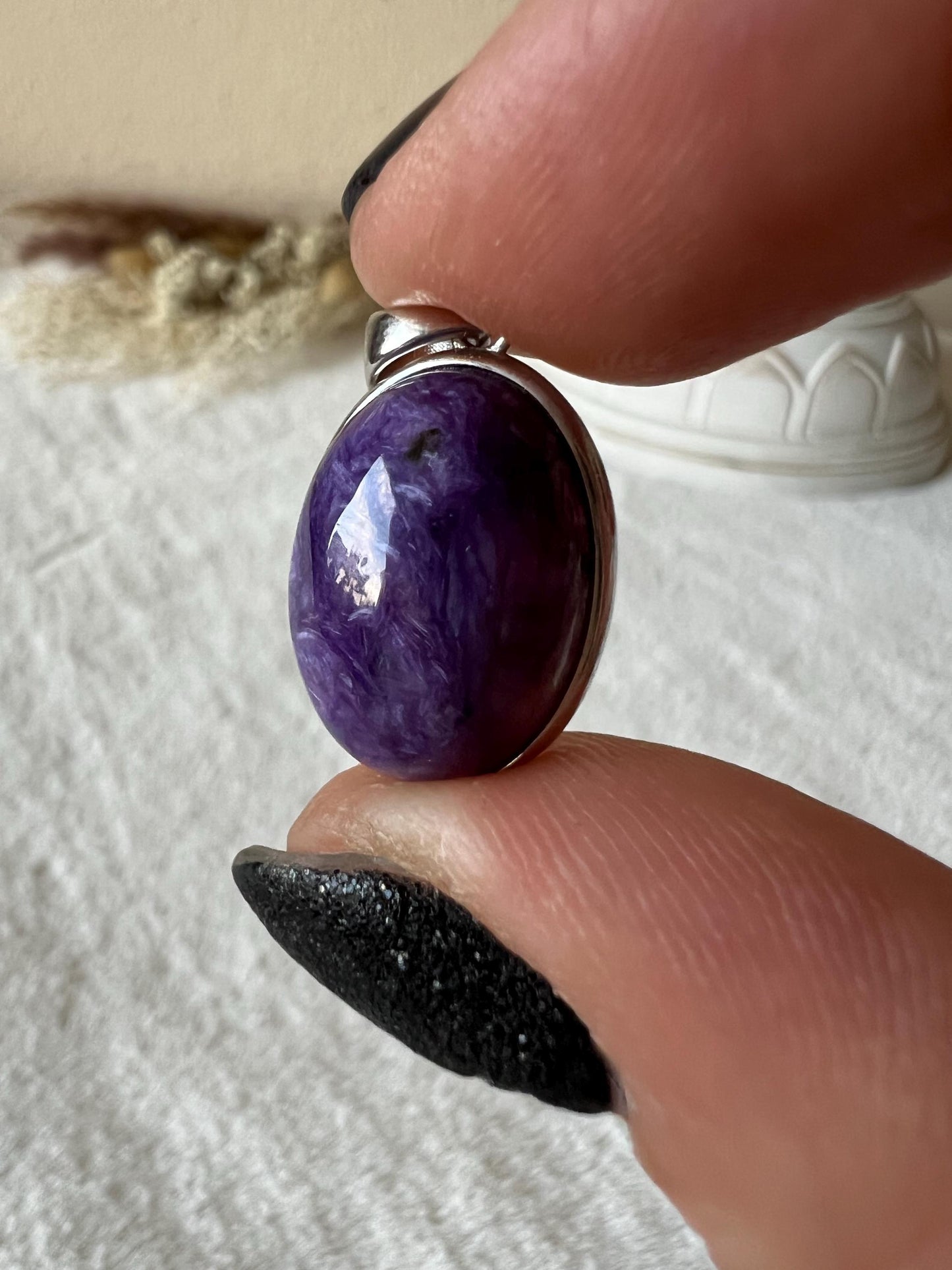 Charoit Kettenanhänger 925 Silber oval