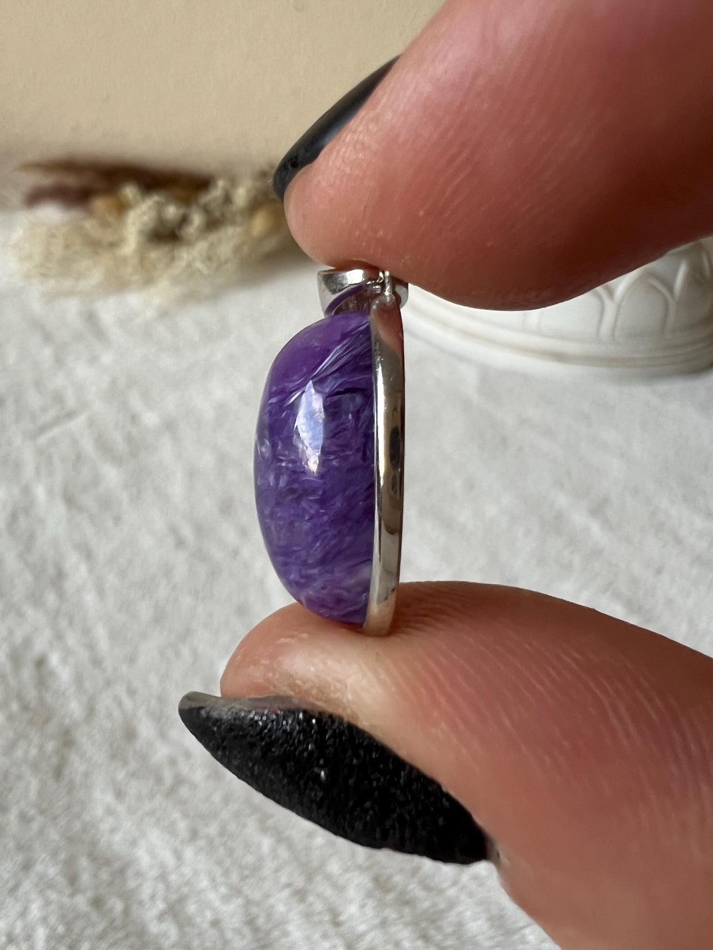 Charoit Kettenanhänger 925 Silber oval