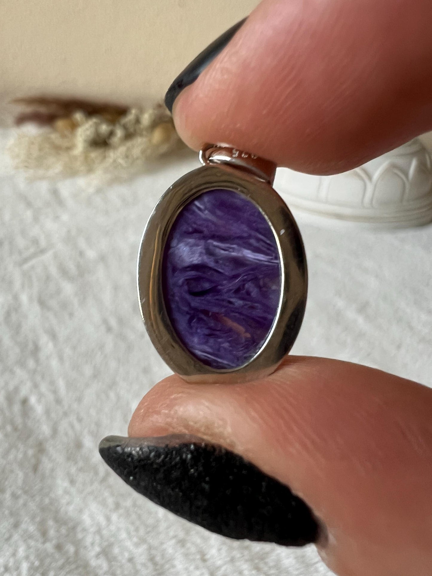 Charoit Kettenanhänger 925 Silber oval