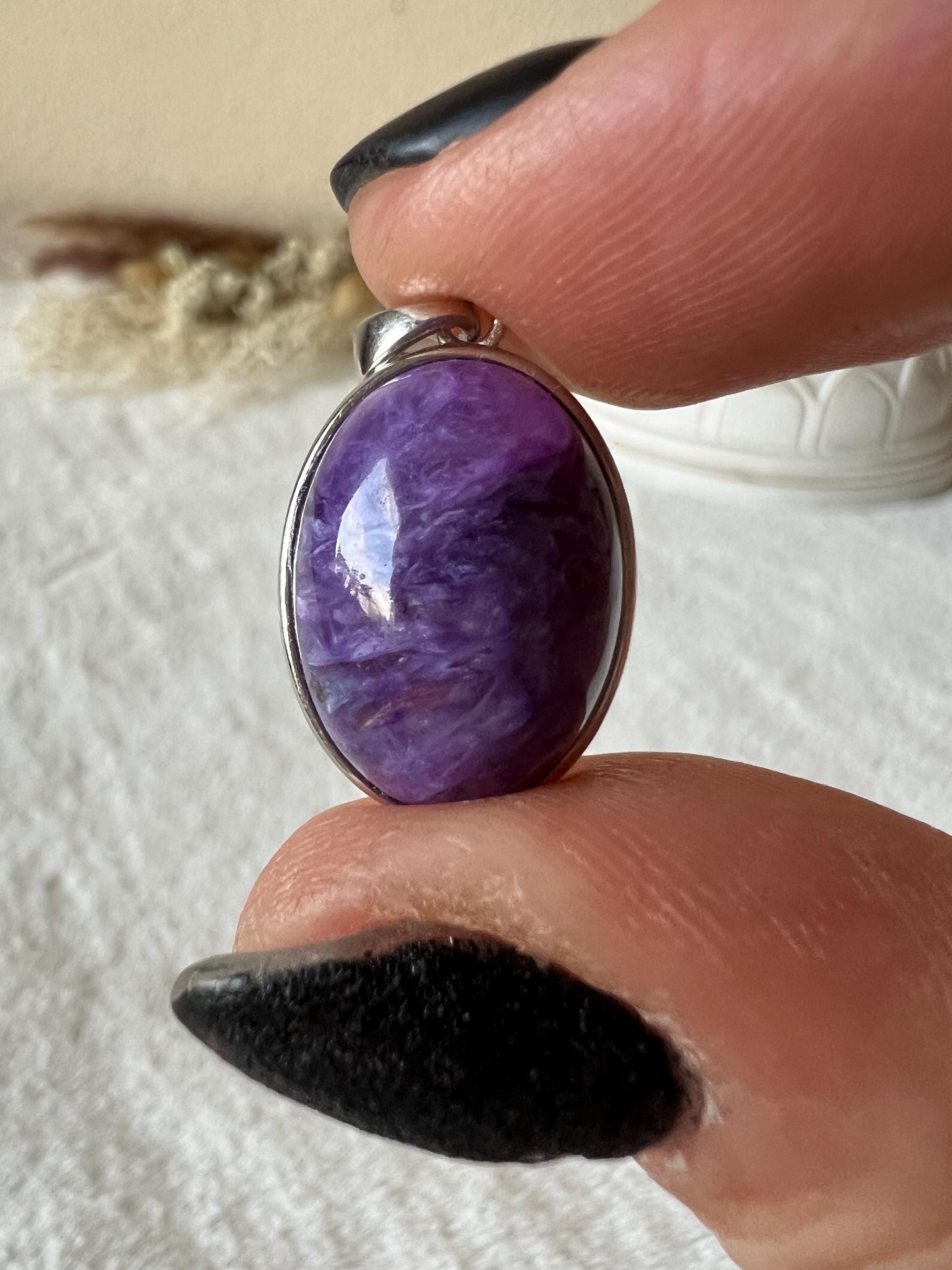 Charoit Kettenanhänger 925 Silber oval