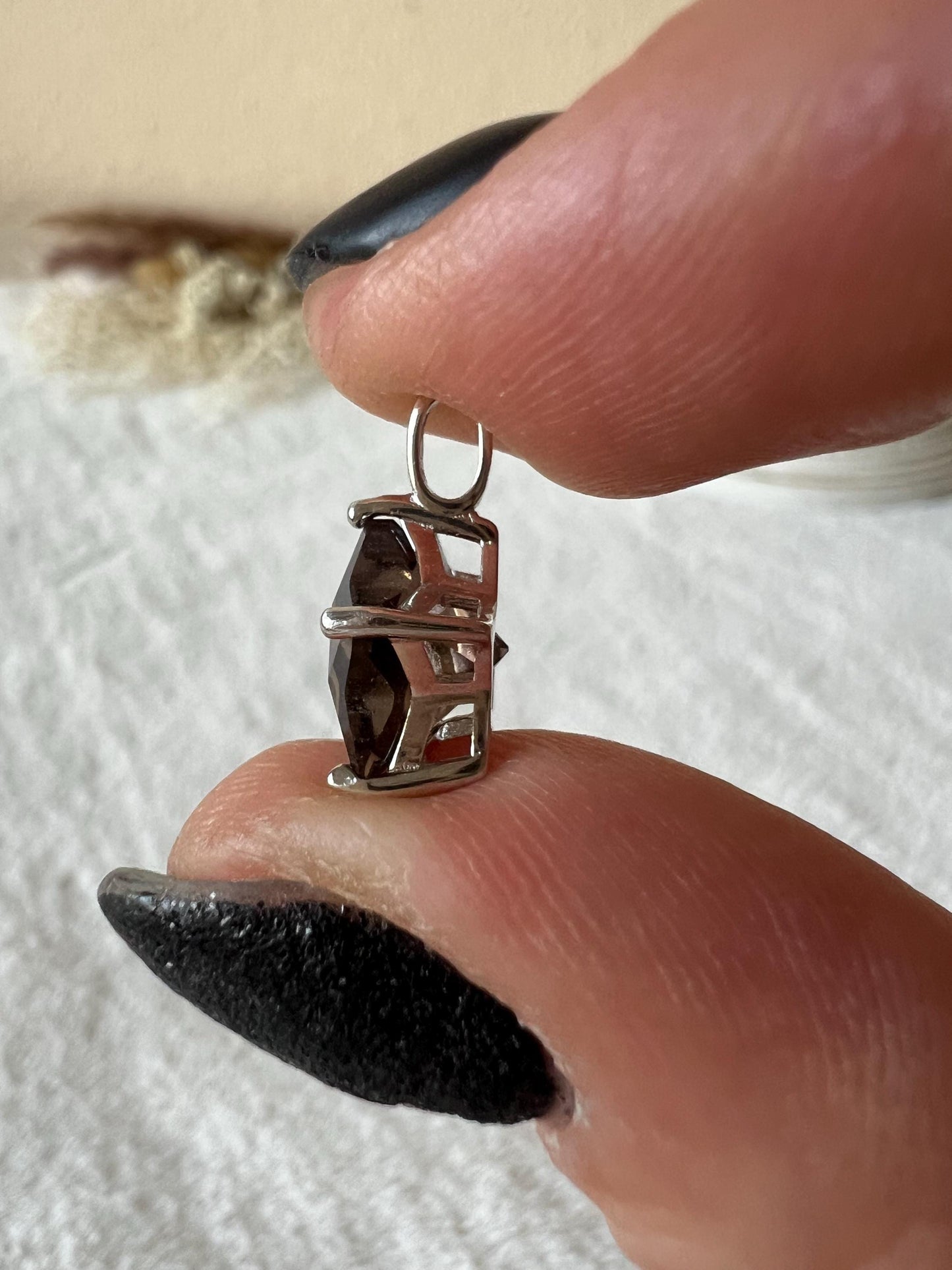 Rauchquarz Stern Kettenanhänger 925 Silber