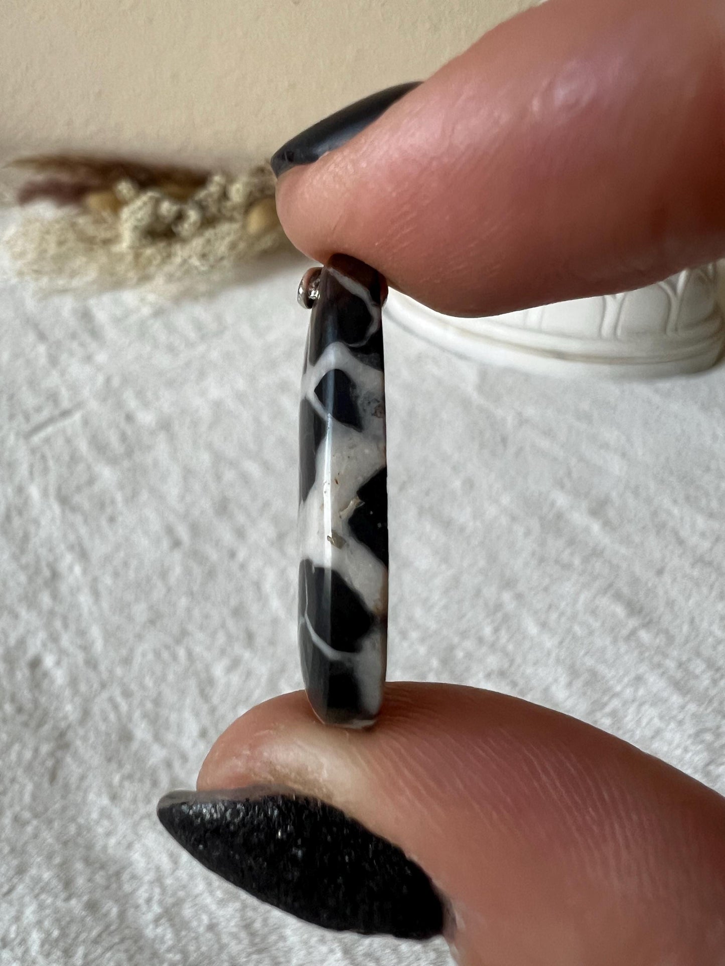 Septarie Kettenanhänger 925 Silber Oval und Tropfen