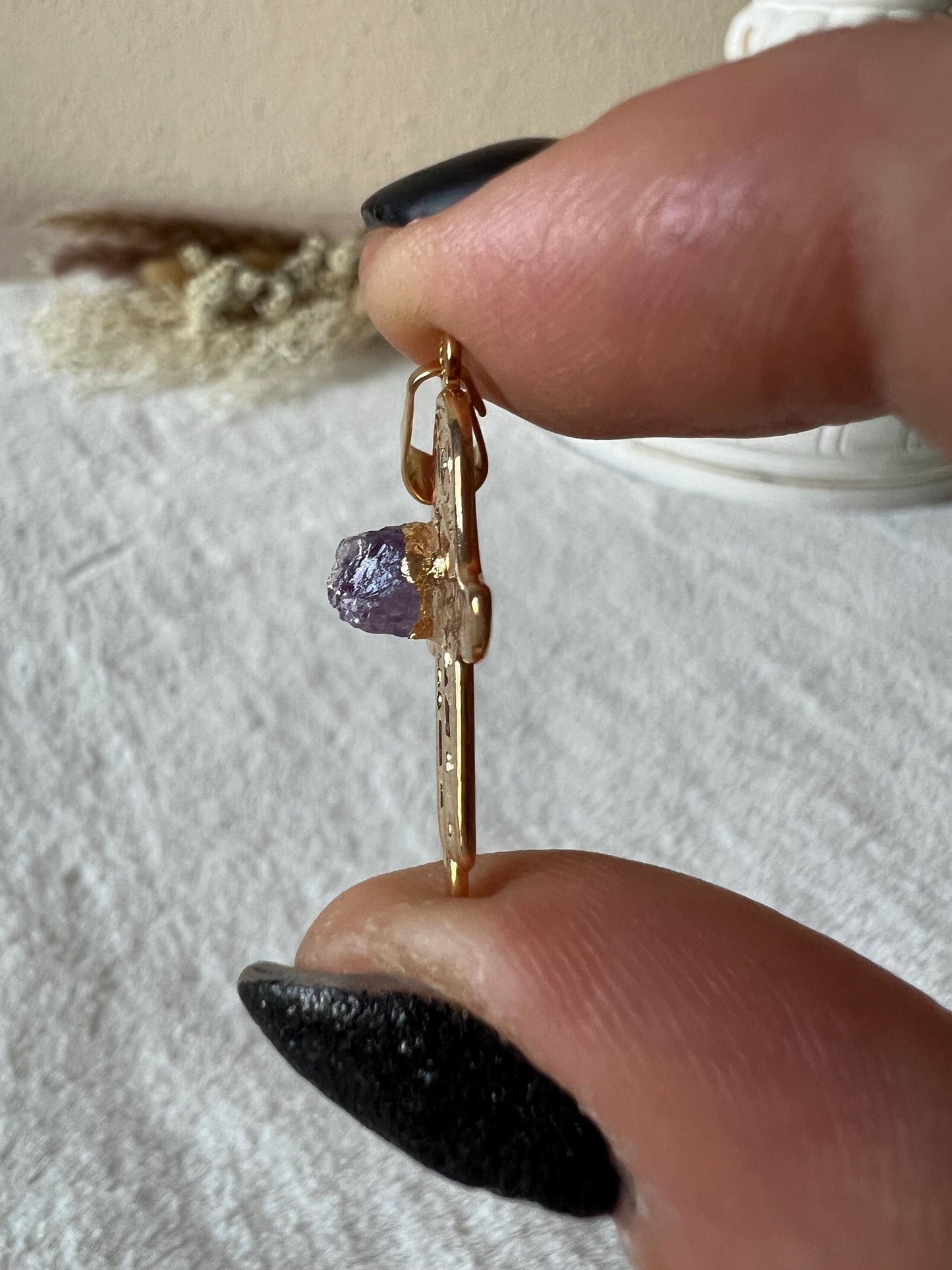 Amethyst Hamsahand Kettenanhänger Gold galvanisiert