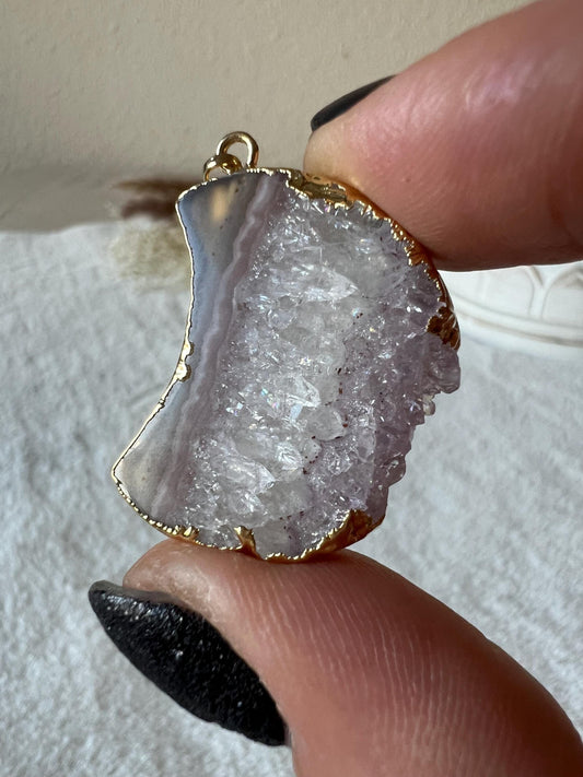 Amethyst Mond und Herz Kettenanhänger Gold galvanisiert