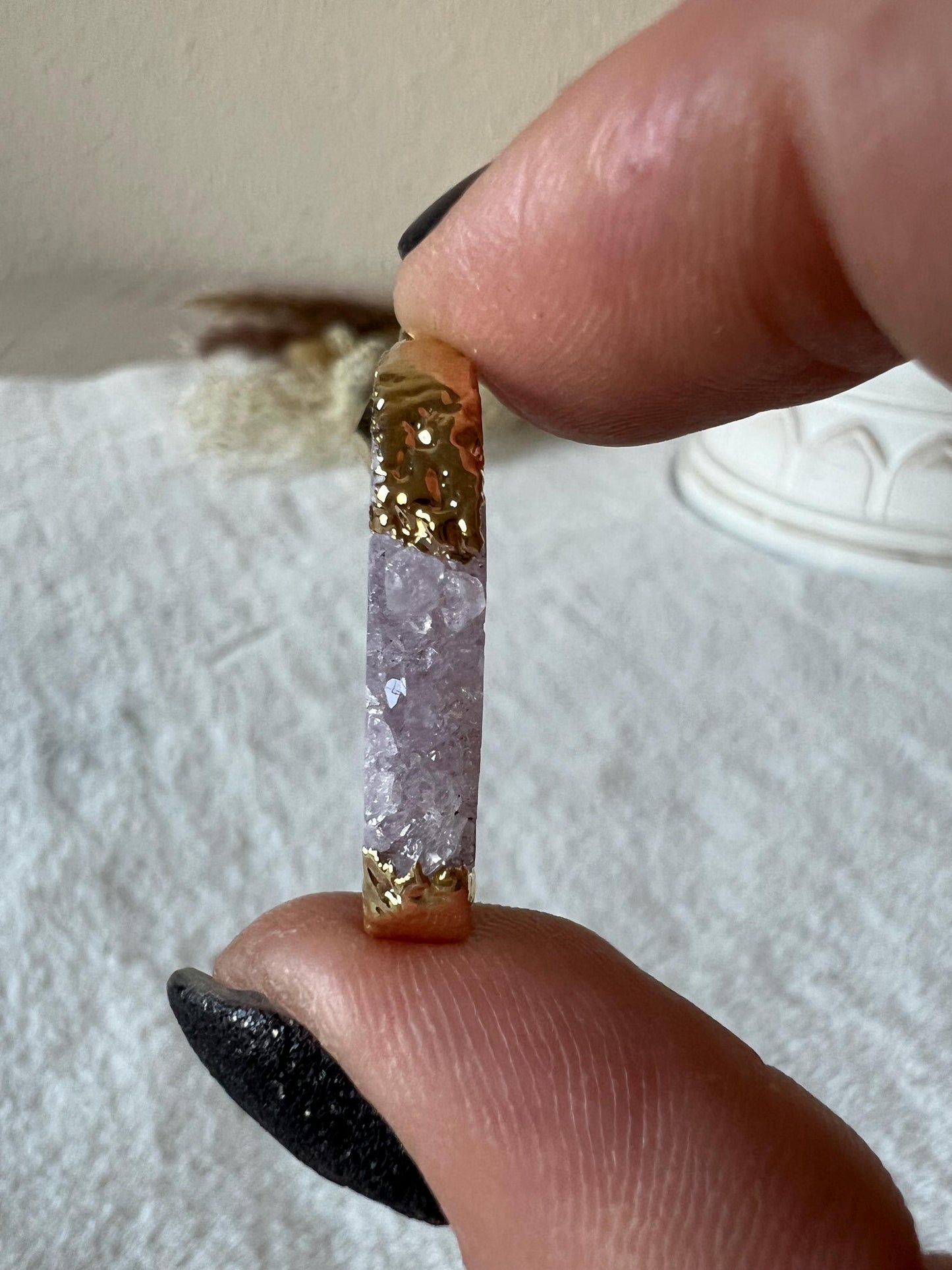 Amethyst Mond und Herz Kettenanhänger Gold galvanisiert