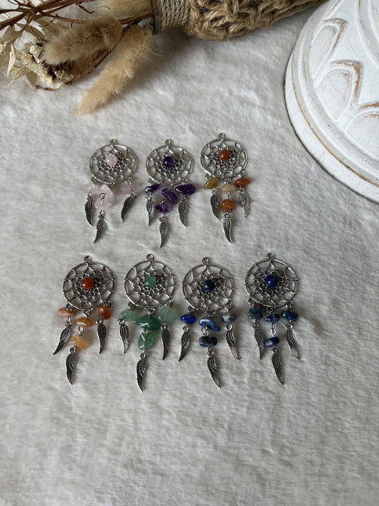 Edelstein Schlüsselanhänger Traumfänger silber