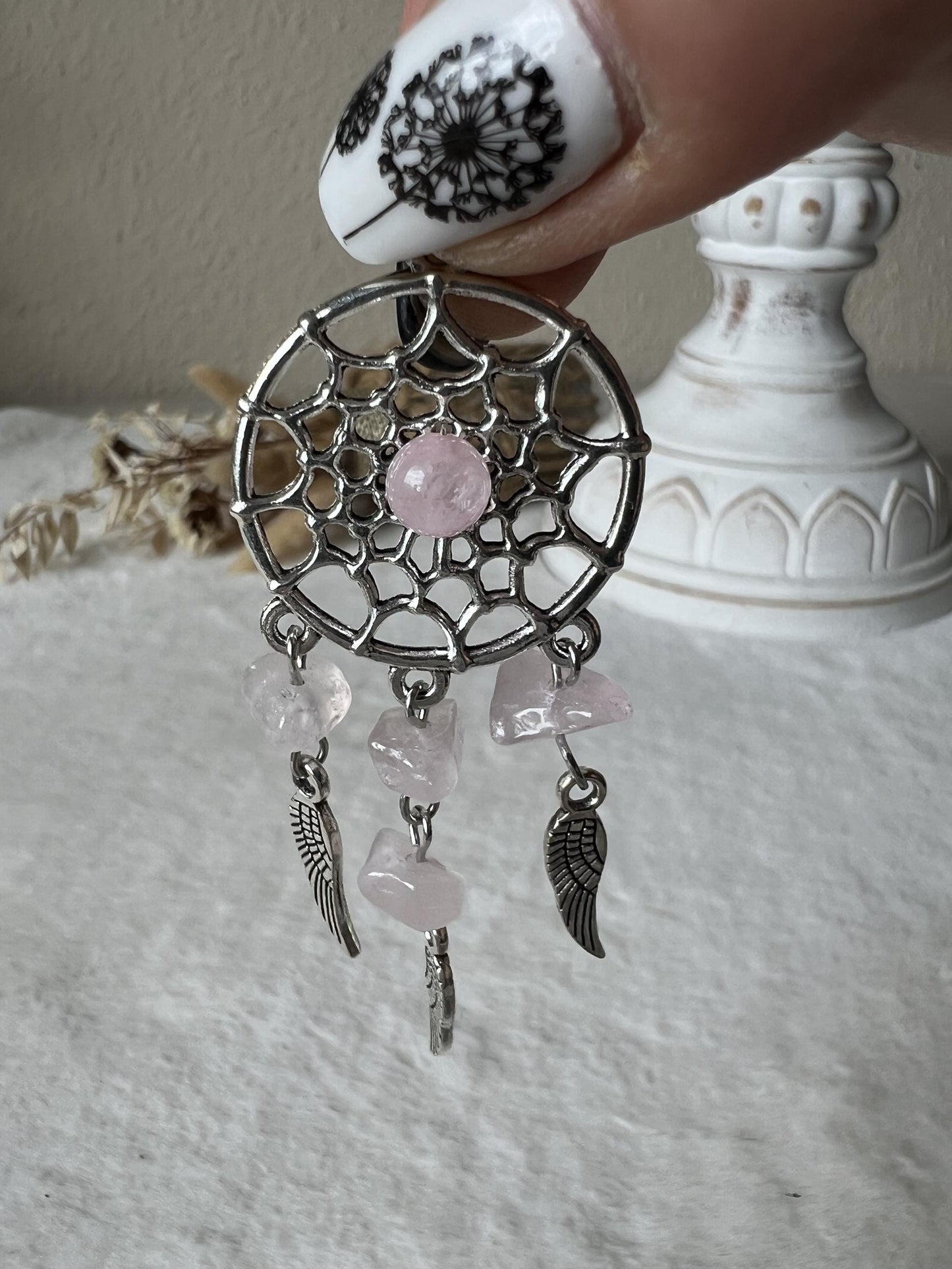 Edelstein Schlüsselanhänger Traumfänger silber