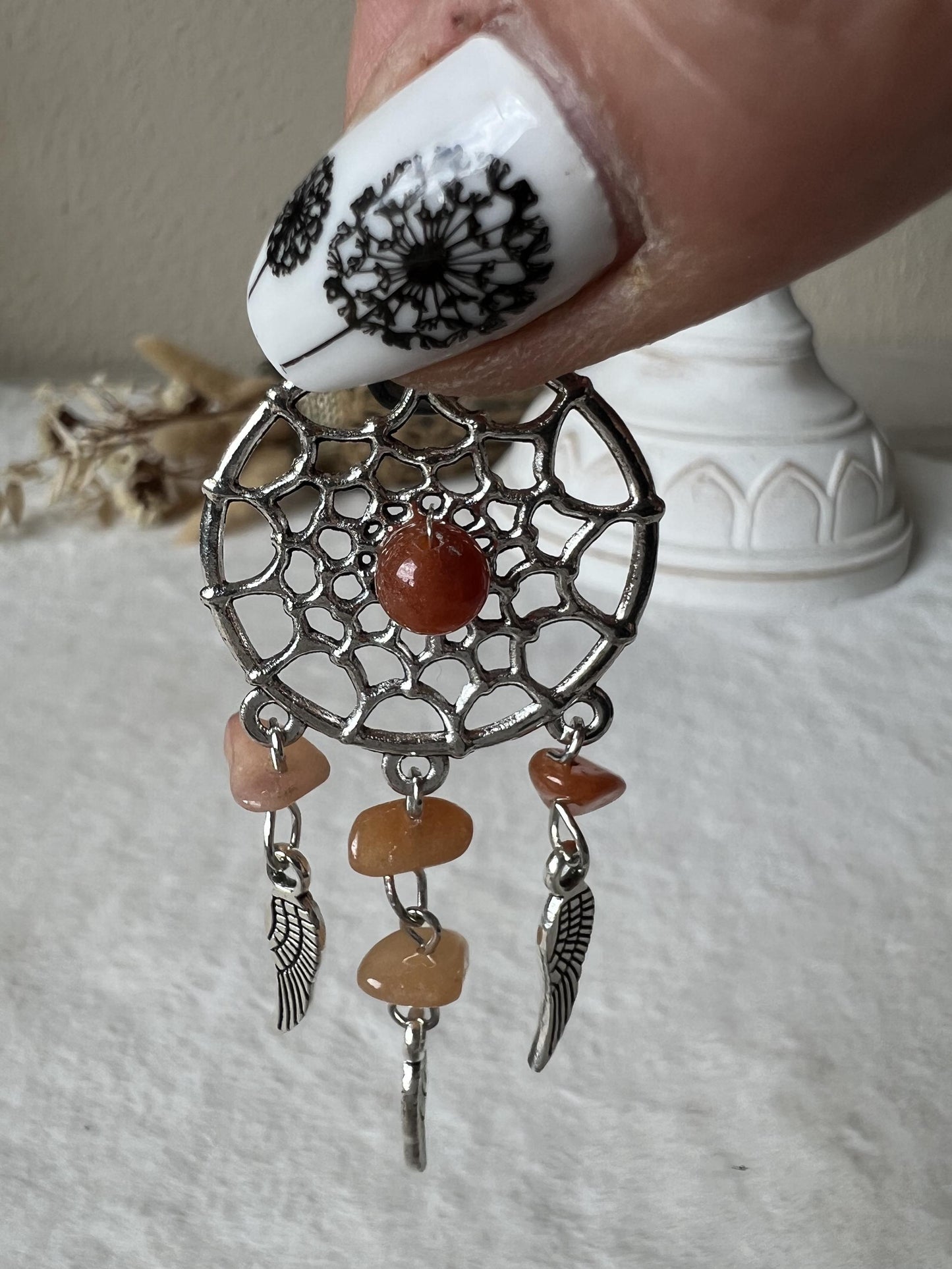 Edelstein Schlüsselanhänger Traumfänger silber