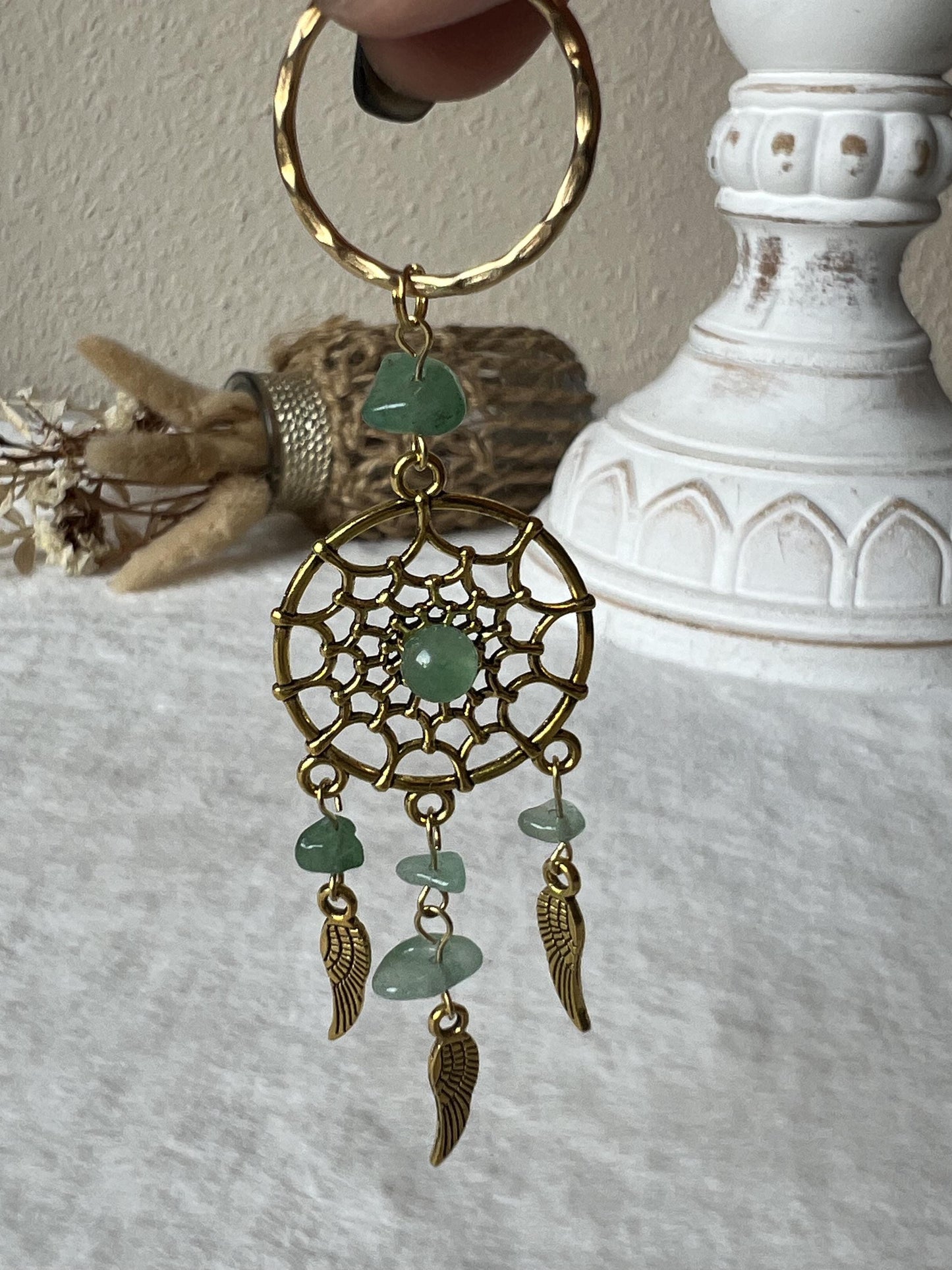 Edelstein Schlüsselanhänger Traumfänger gold