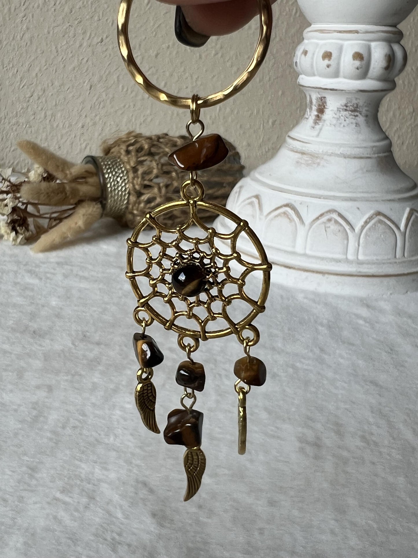 Edelstein Schlüsselanhänger Traumfänger gold