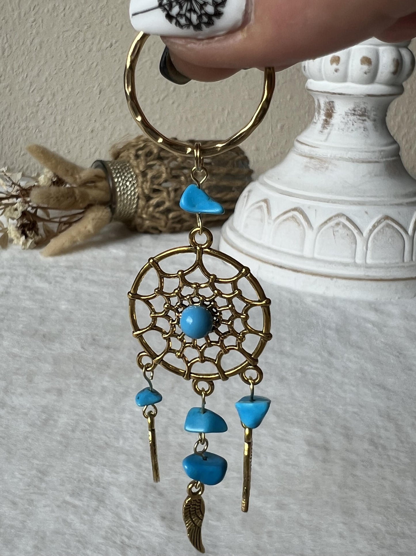 Edelstein Schlüsselanhänger Traumfänger gold