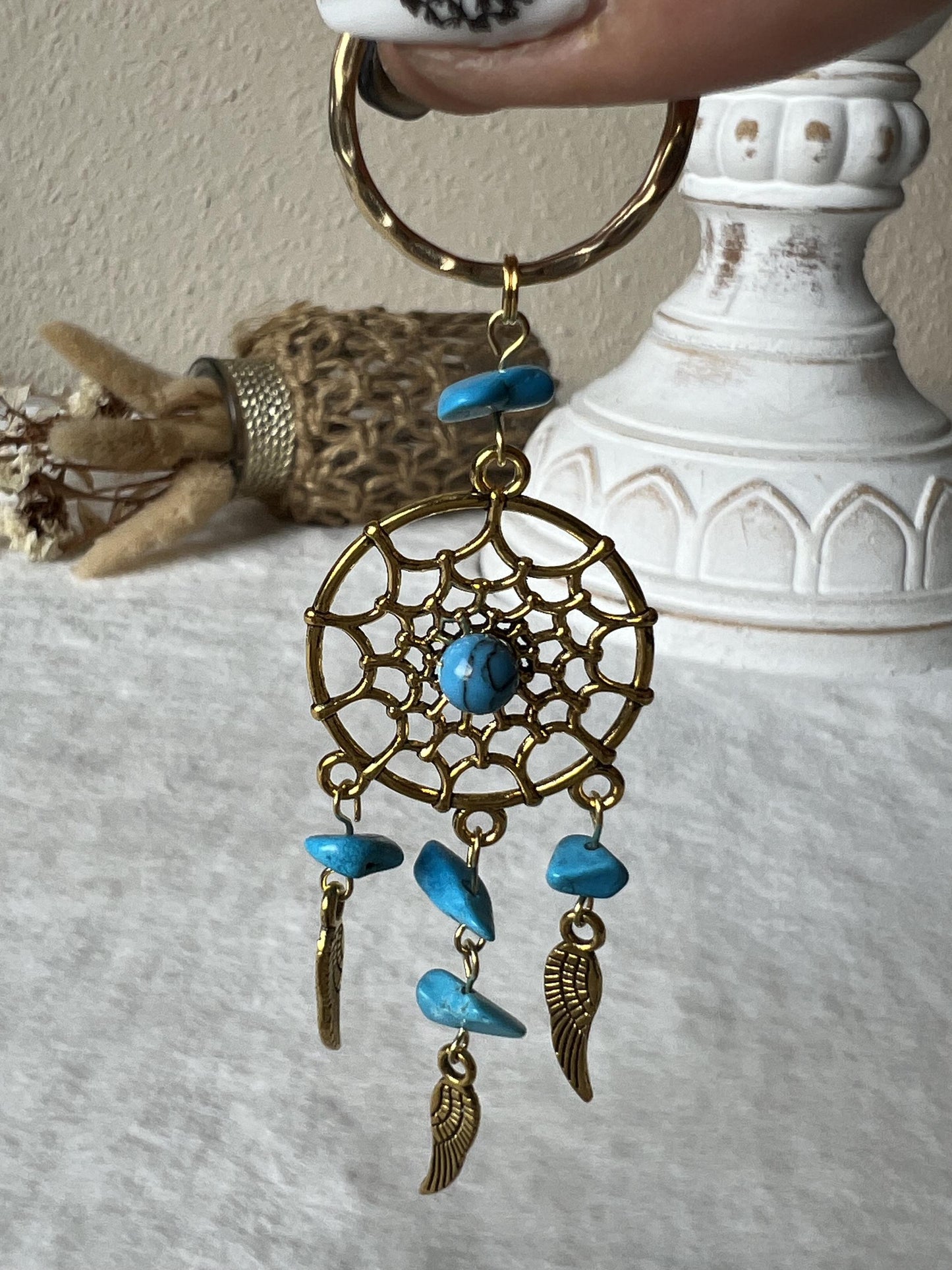 Edelstein Schlüsselanhänger Traumfänger gold