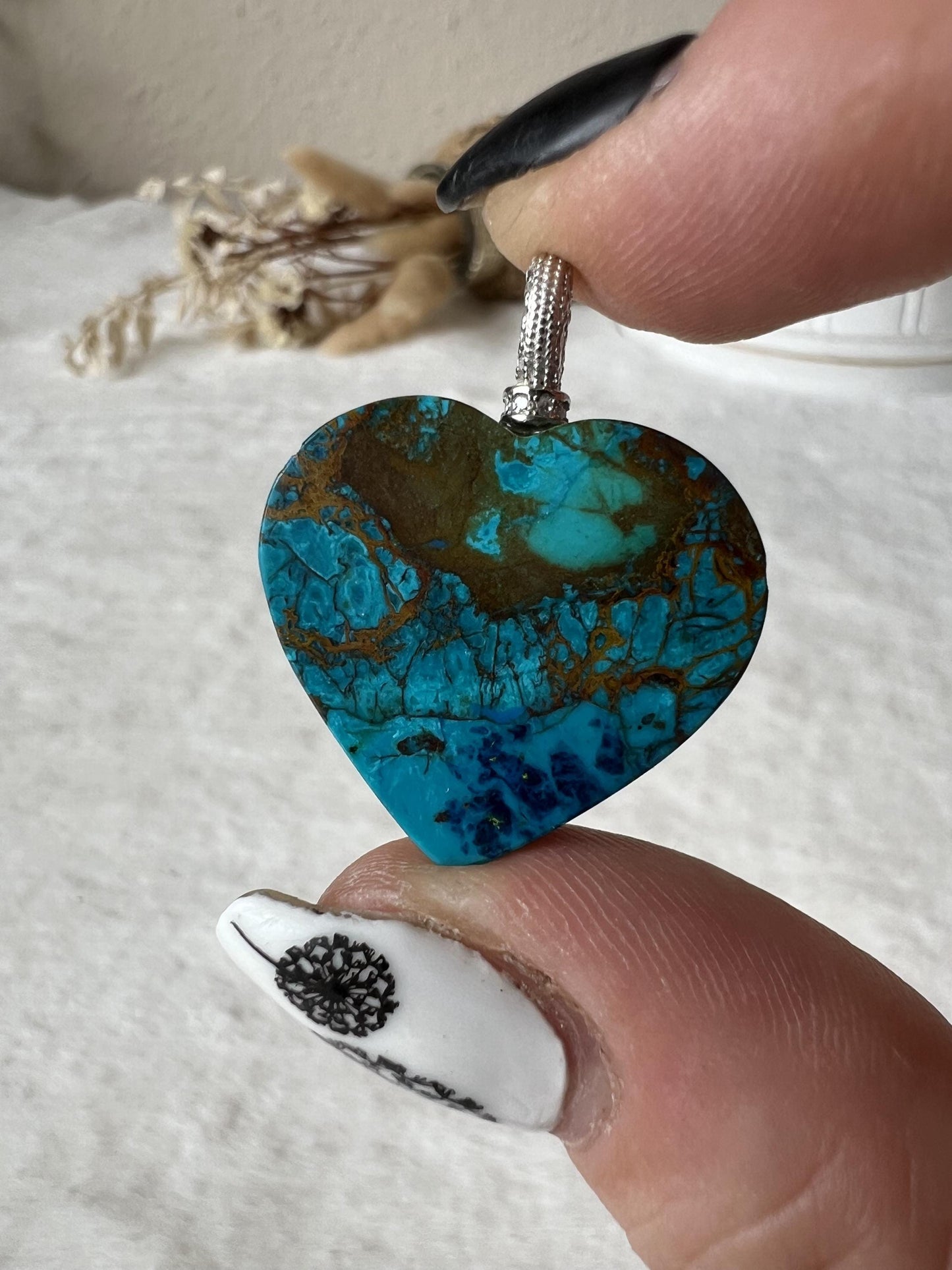 Azurit-, Malachit, Chrysokoll Herz Anhänger