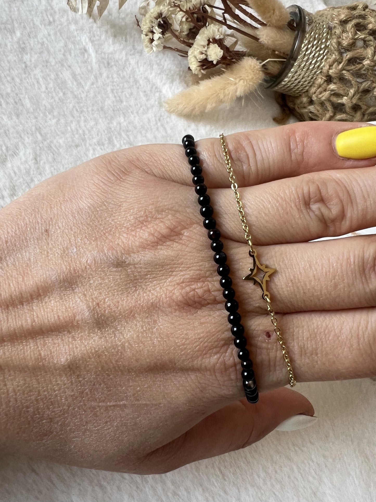 Sodalith, Onyx, Tigerauge, Karneol Armband mit 18k vergoldetes Edelstahl-Armband