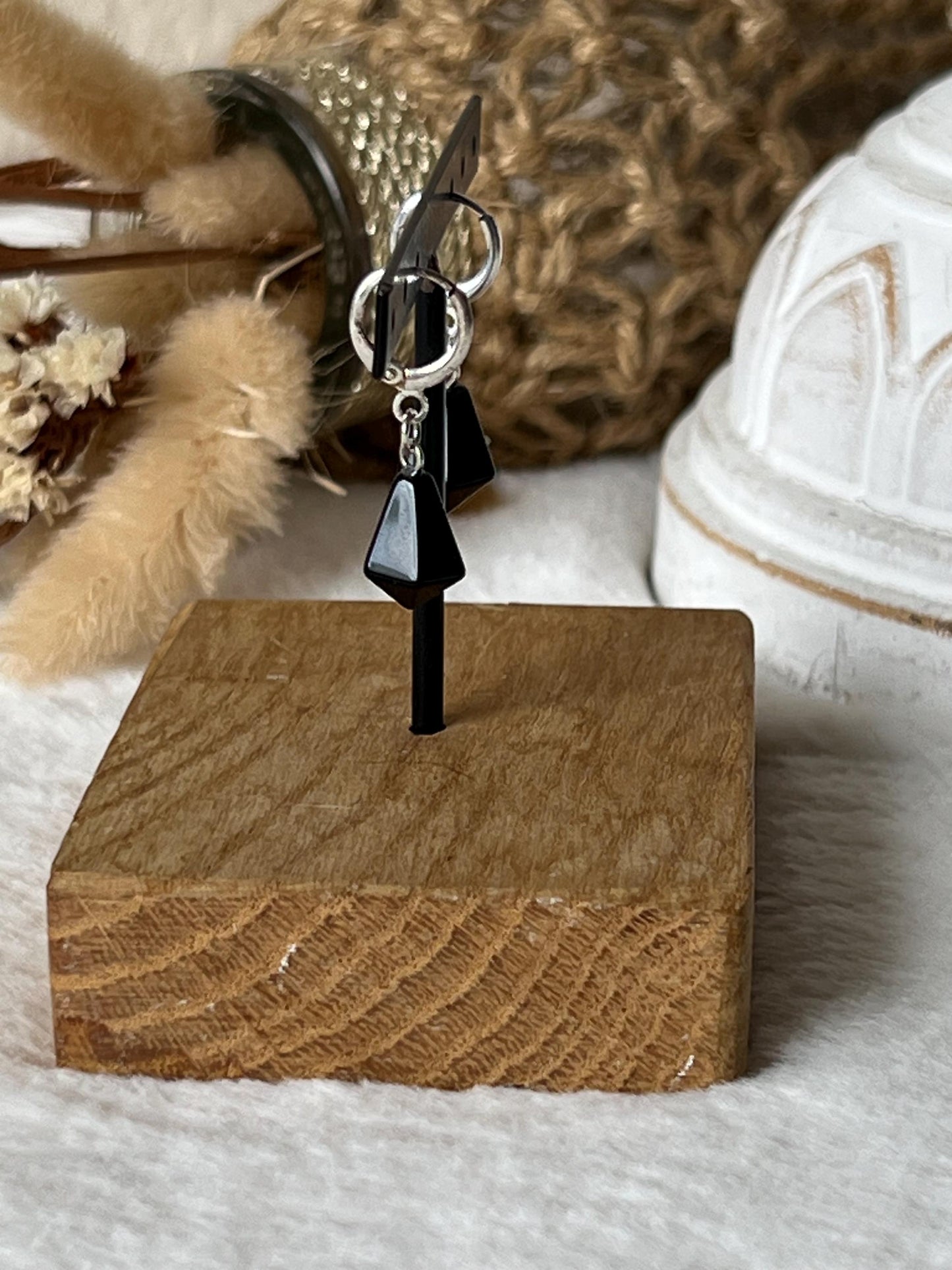 Aventurin & Obsidian Ohrringe – Silber galvanisiert