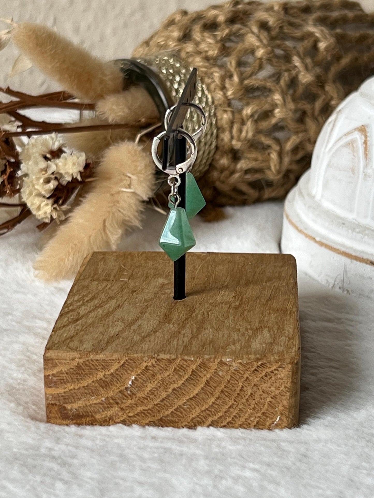 Aventurin & Obsidian Ohrringe – Silber galvanisiert