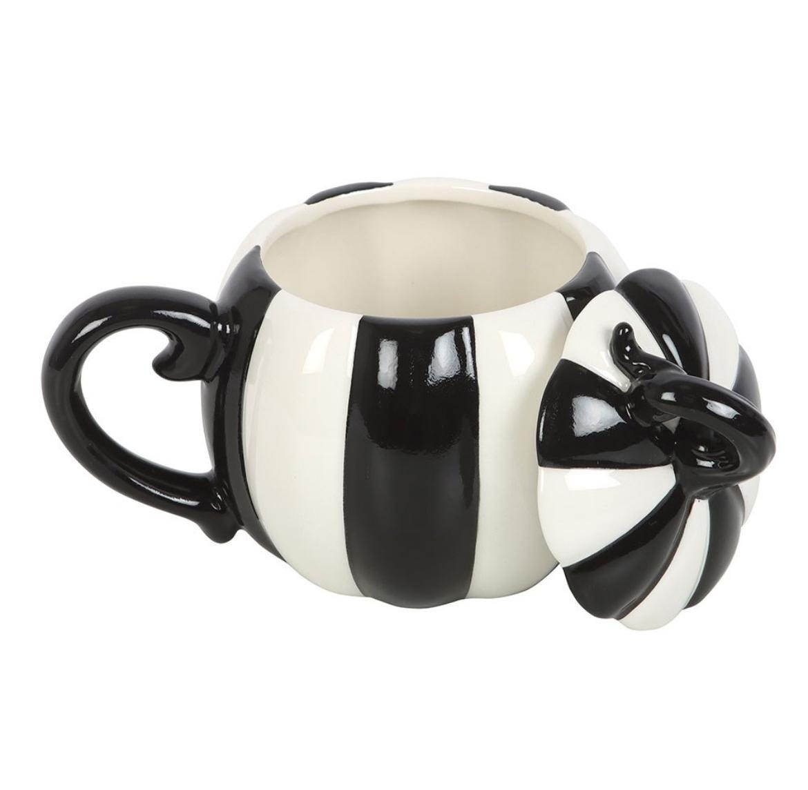 Schwarz & weiße Kürbis-Tasse mit Deckel