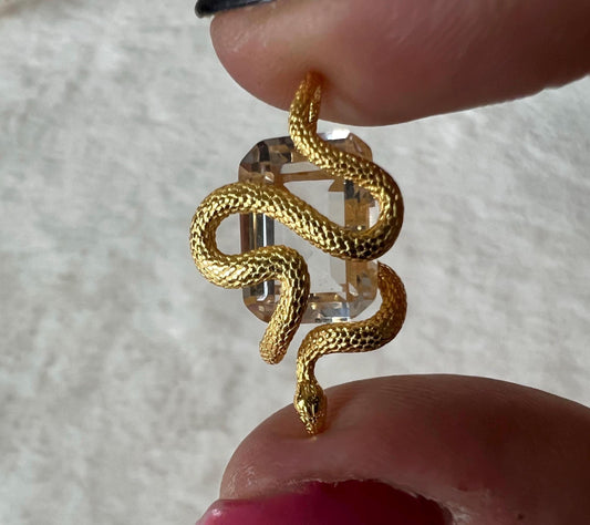 Schlangenanhänger mit faccettierten Bergkristall 925 Silber/18k vergoldet