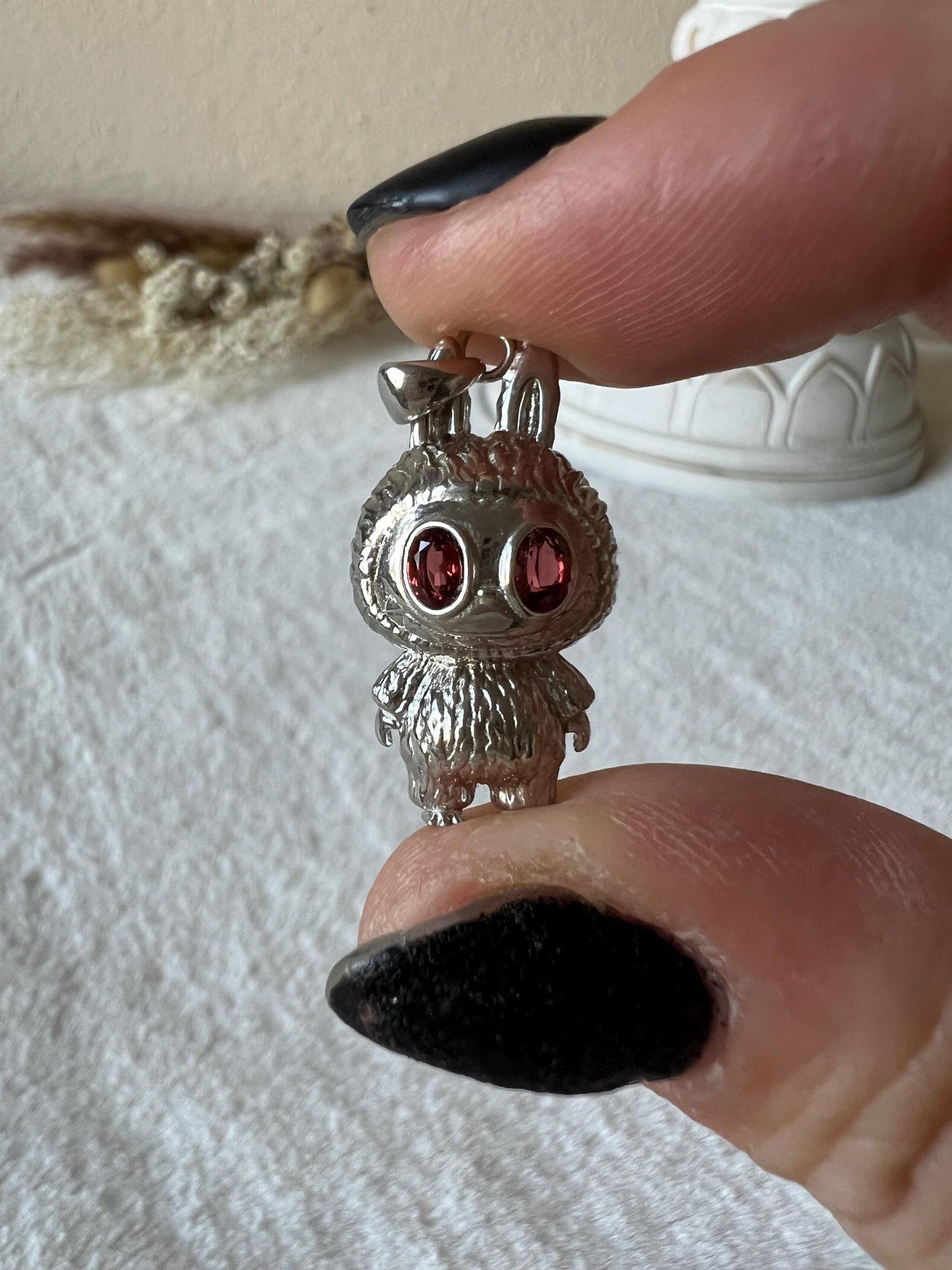 Tansanit,Citrin,Granat,Mondstein Labubsi Kettenanhänger 925 Silber