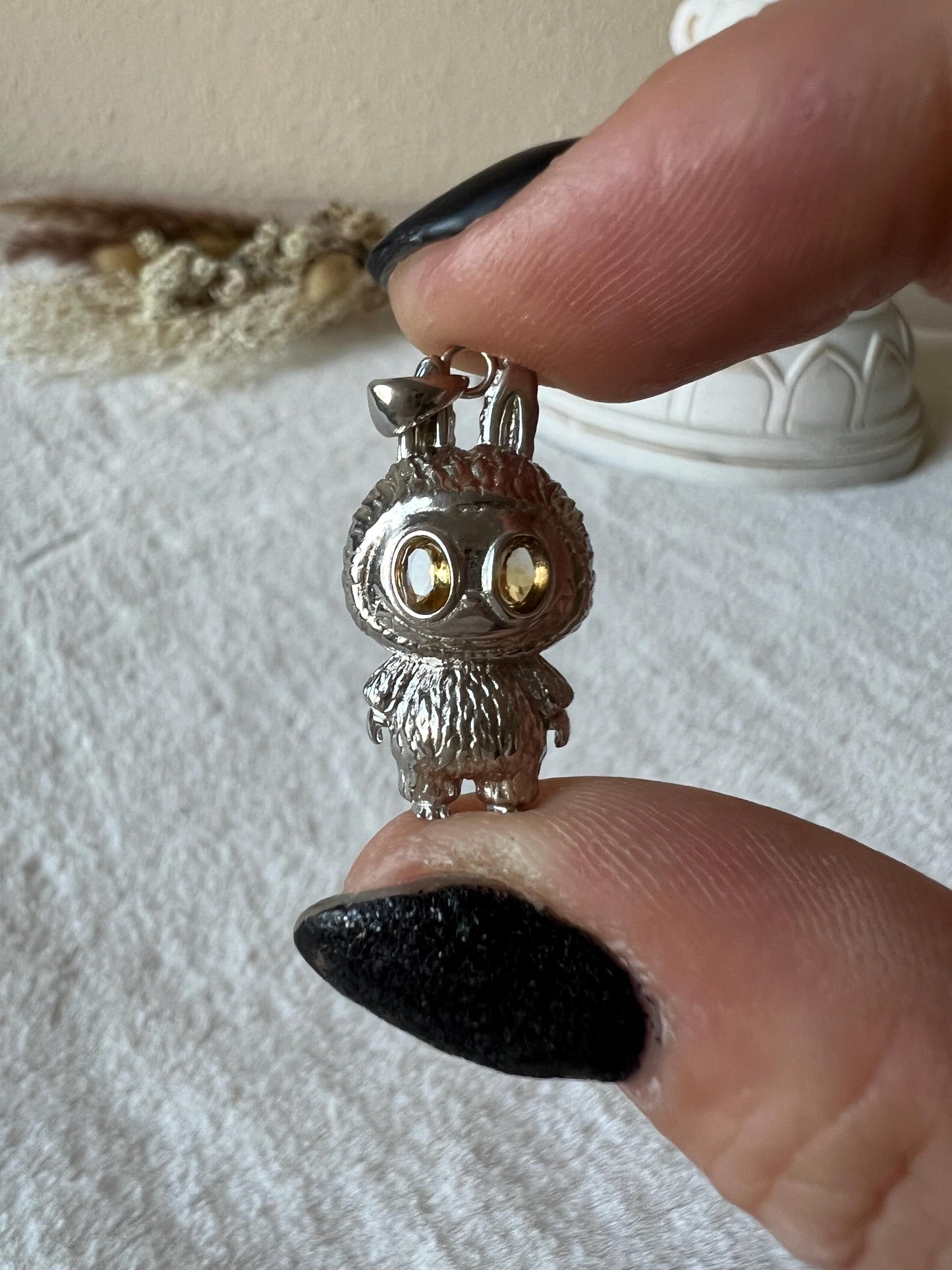 Tansanit,Citrin,Granat,Mondstein Labubsi Kettenanhänger 925 Silber