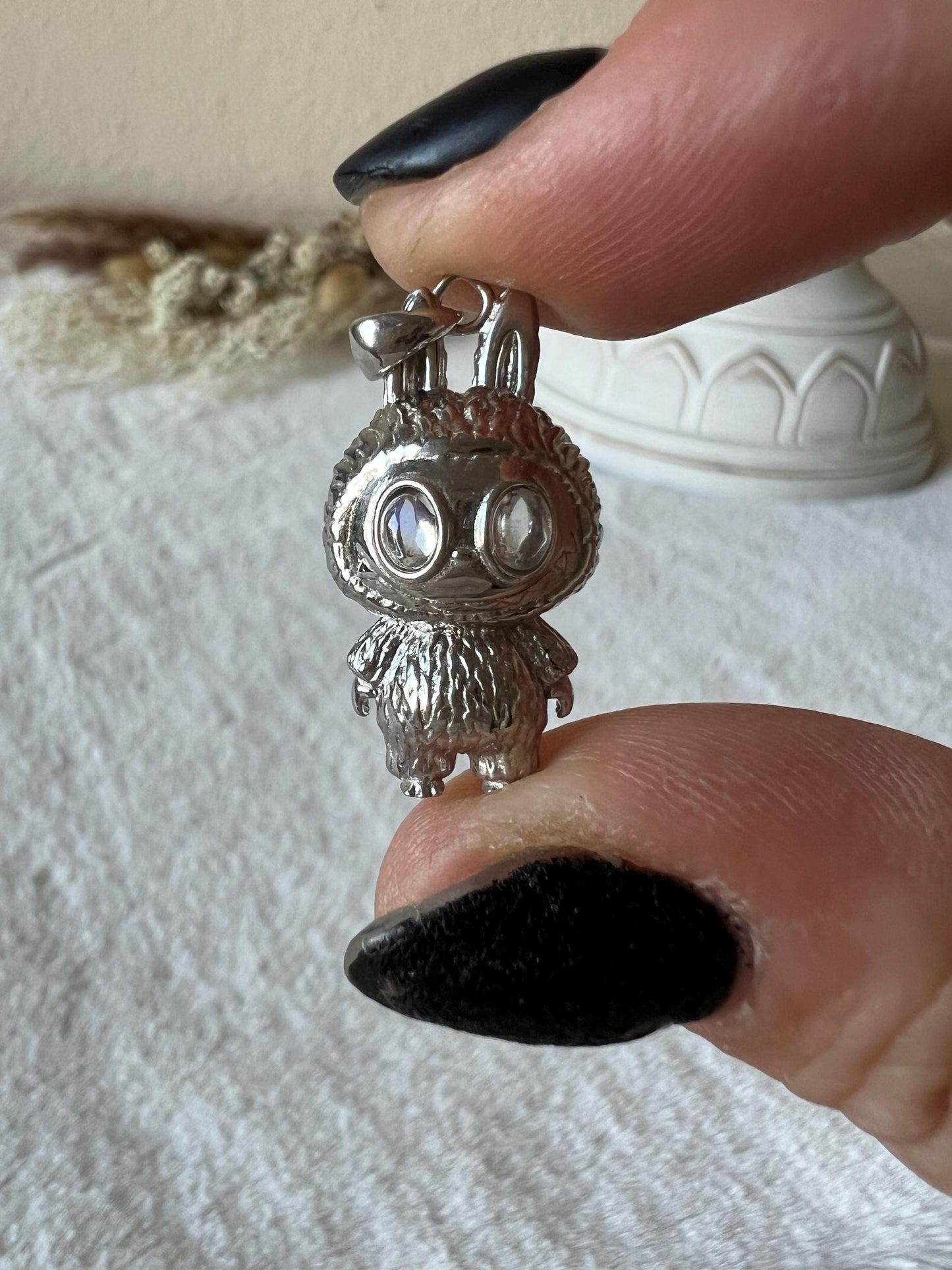 Tansanit,Citrin,Granat,Mondstein Labubsi Kettenanhänger 925 Silber