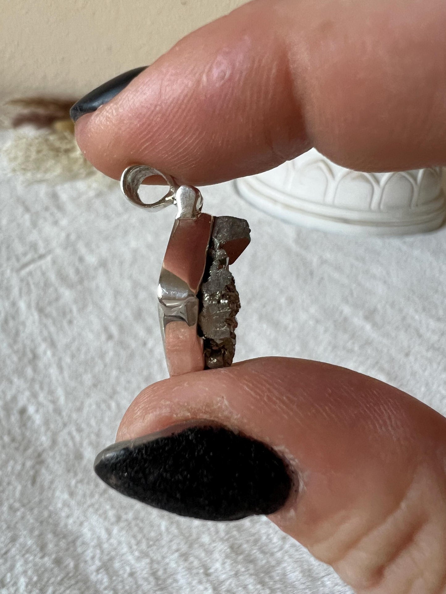 Pyrit Kettenanhänger verschiedene Designs 925 Silber