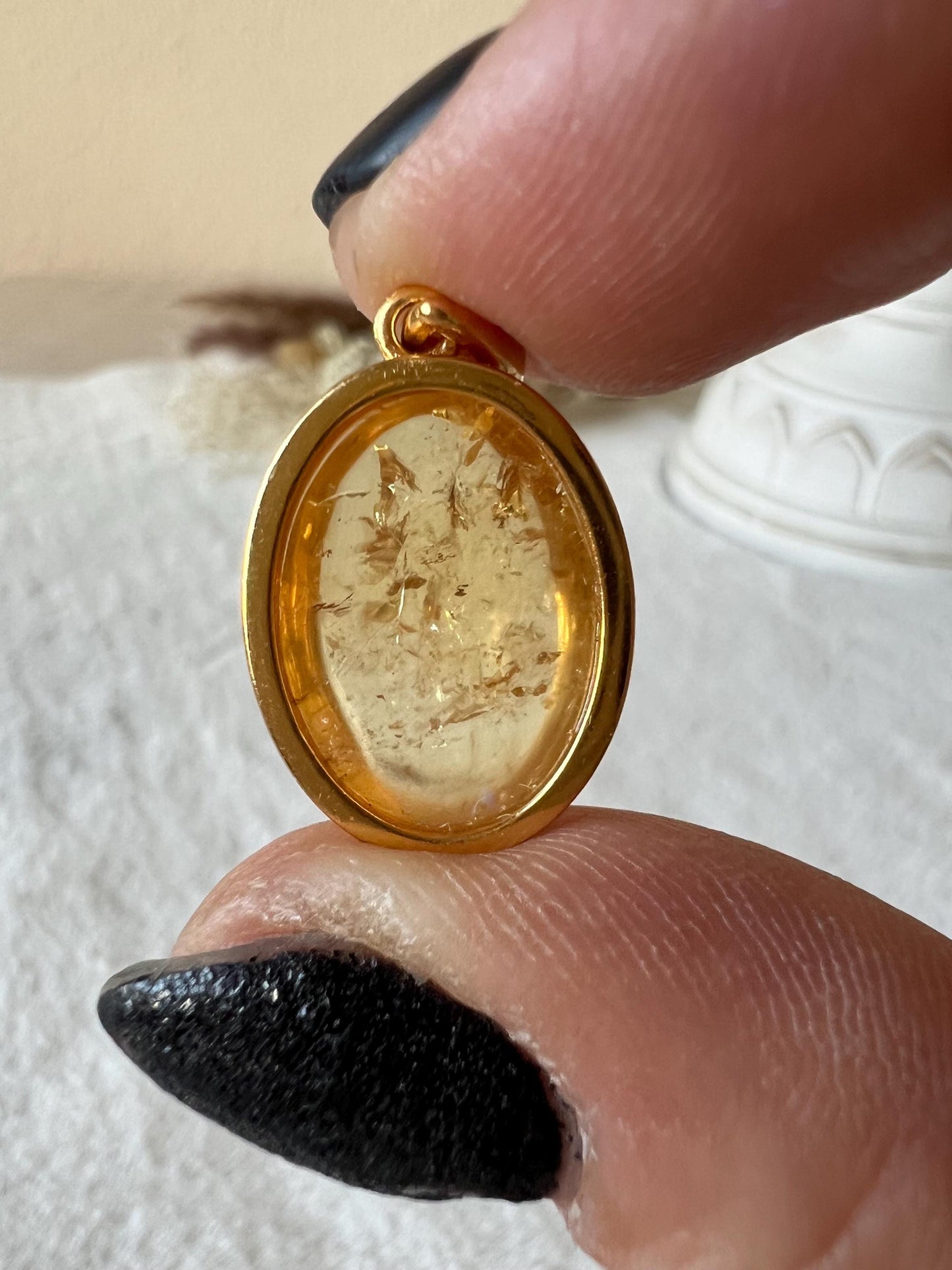 Citrin Kettenanhänger 925 Silber/18k vergoldet