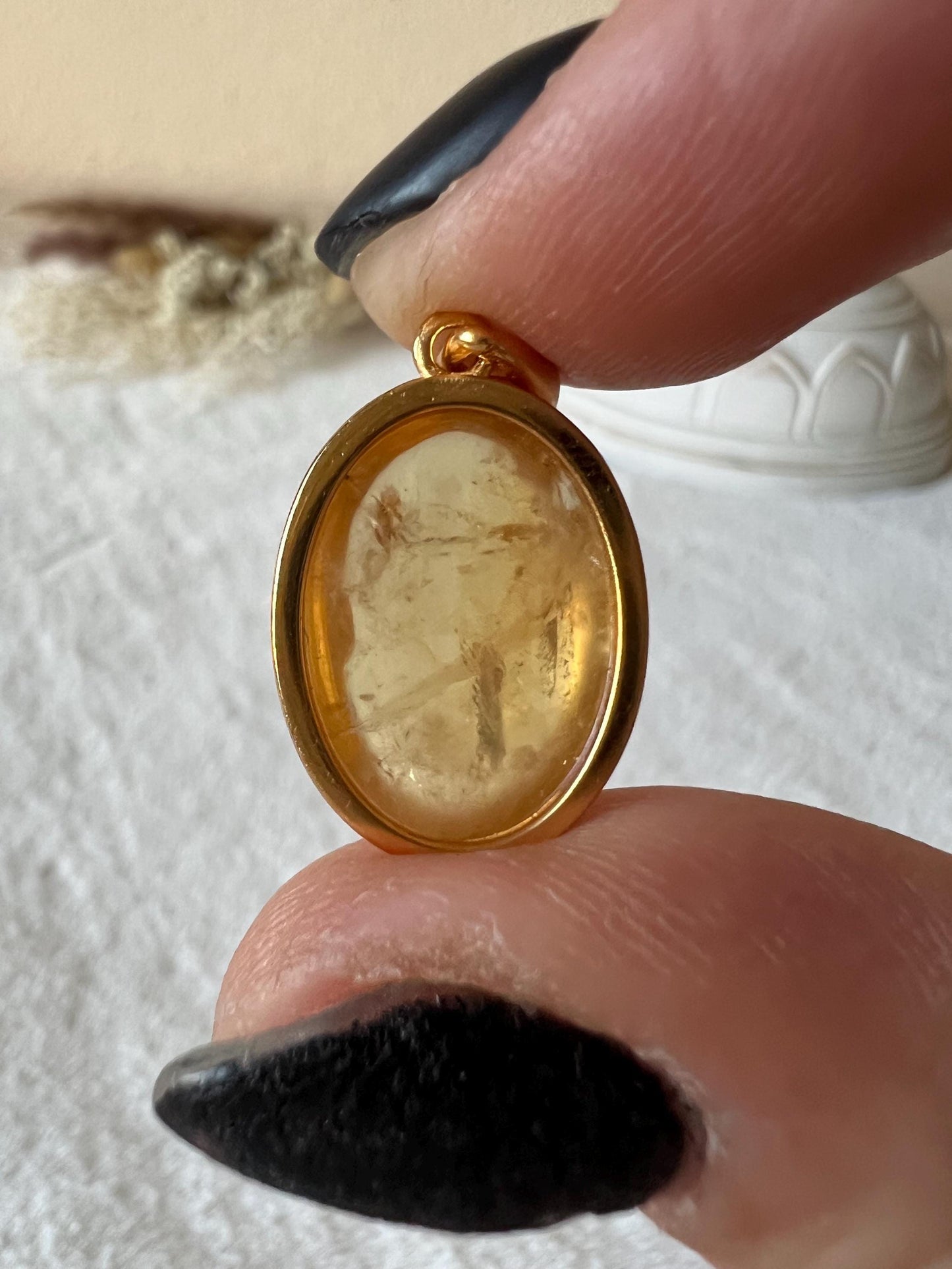 Citrin Kettenanhänger 925 Silber/18k vergoldet