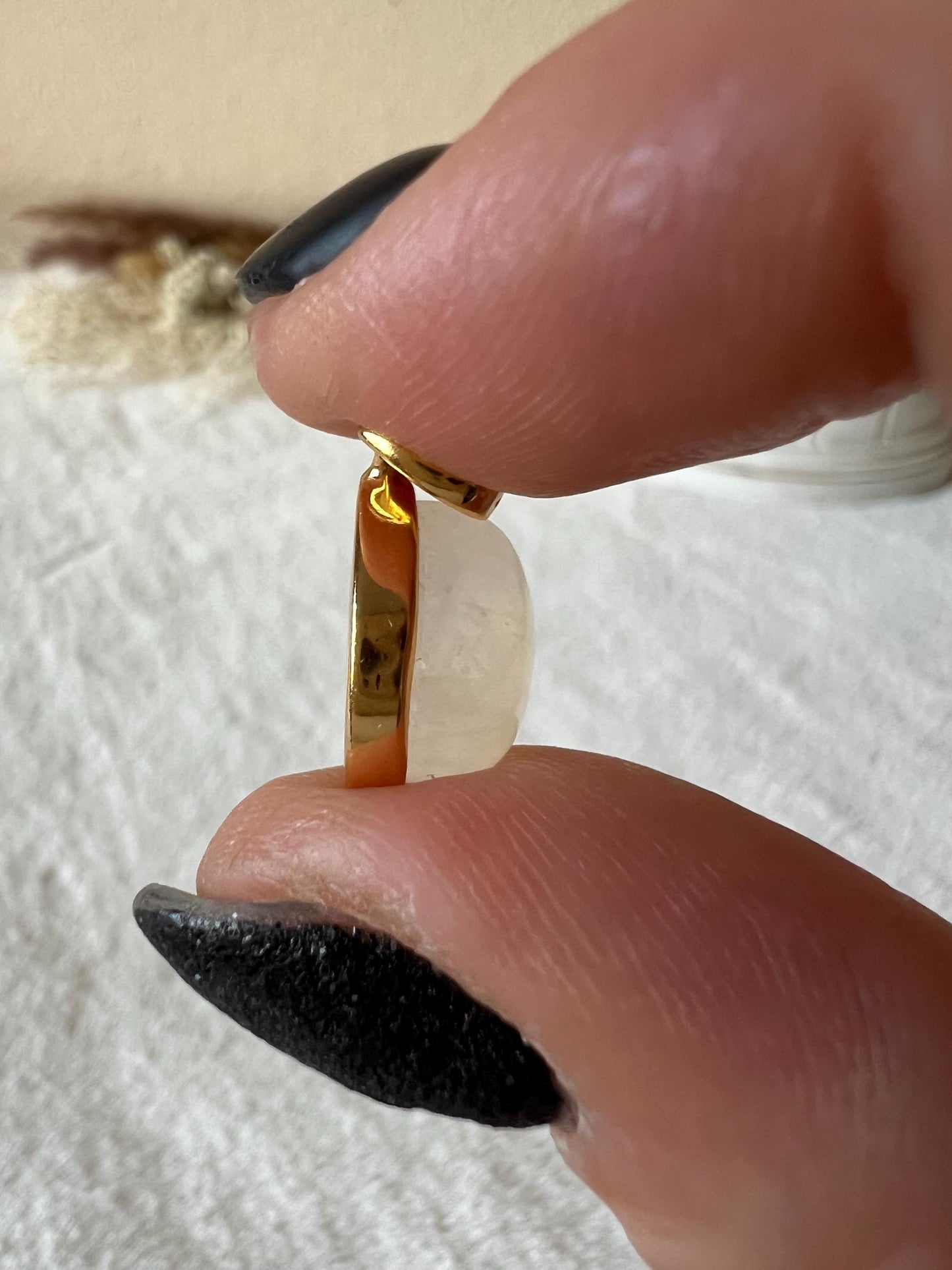 Mondstein Kettenanhänger 925 Silber/18k vergoldet oval